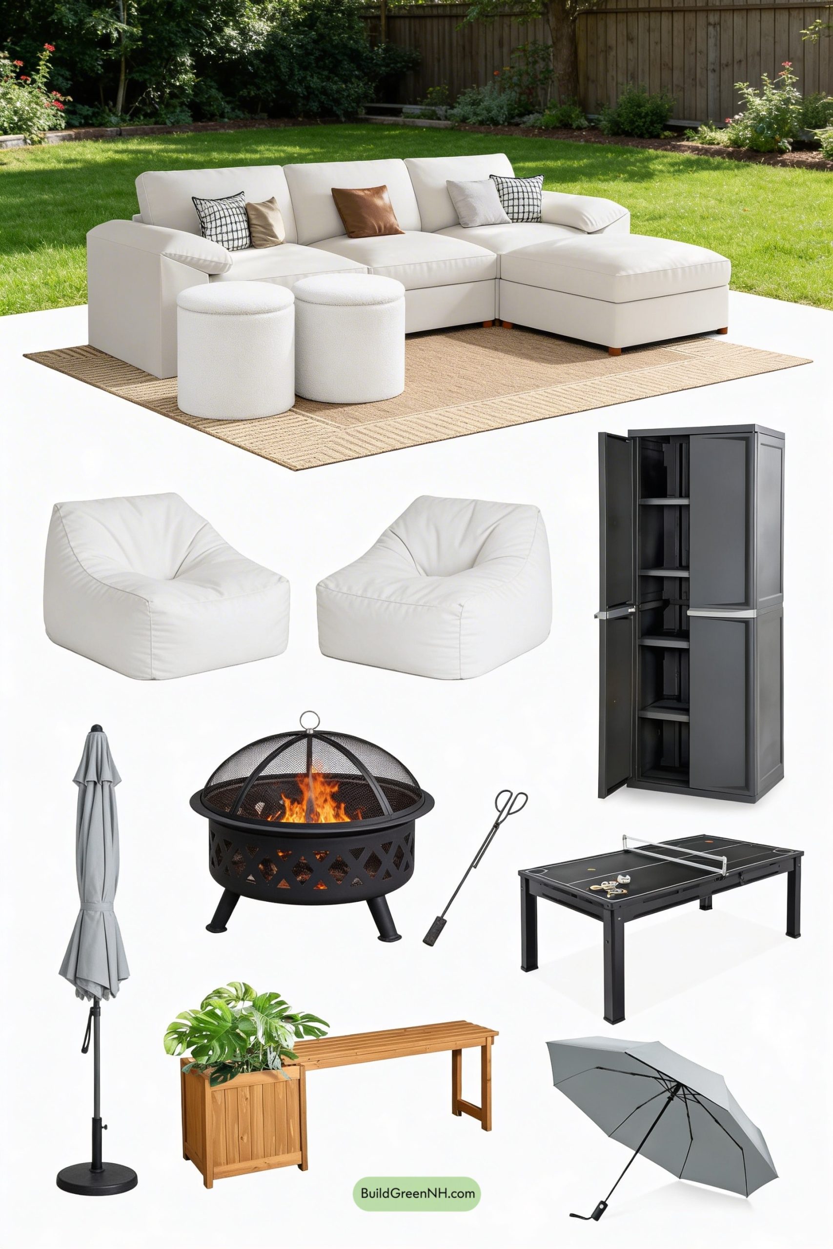 Moodboard for Modular Lounge Meets Game-Ready Deck