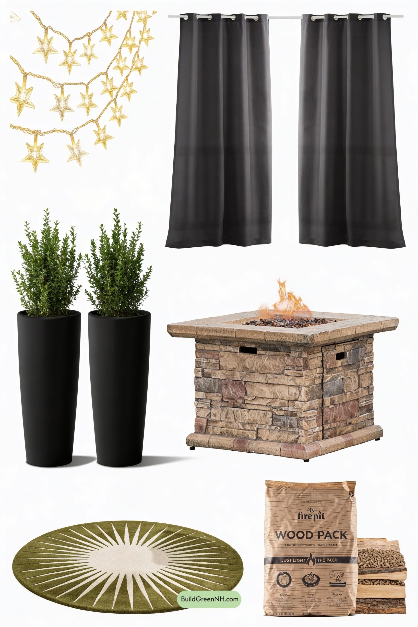Moodboard for Navy Sectional Under Starlit Pergola Glow