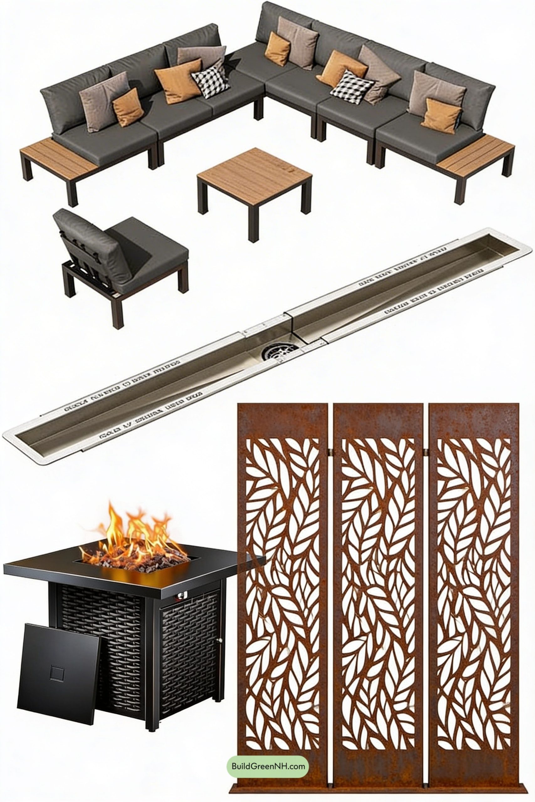 Moodboard for Poolside Pit Lounge, Firelight Included