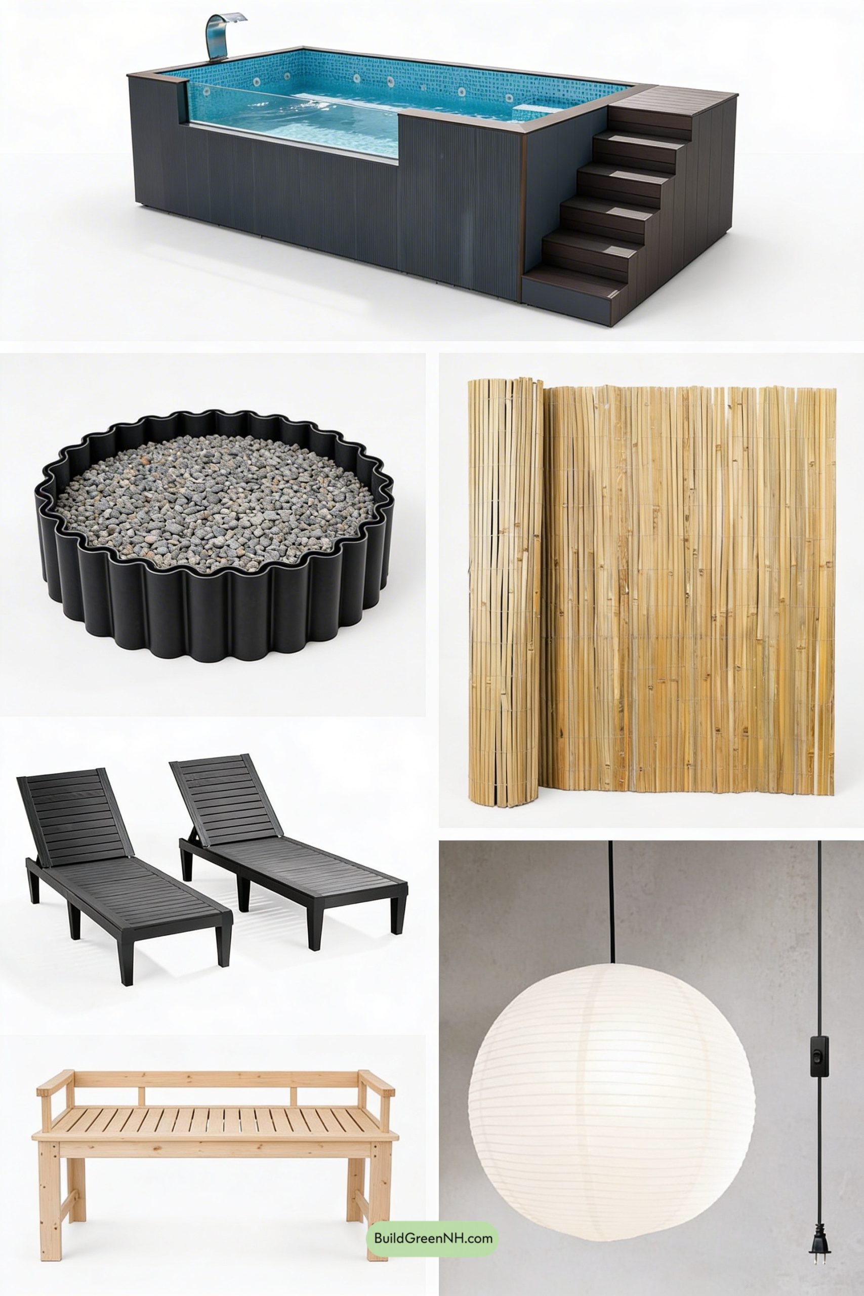 Moodboard for Bamboo-Walled Zen Plunge Pool Retreat