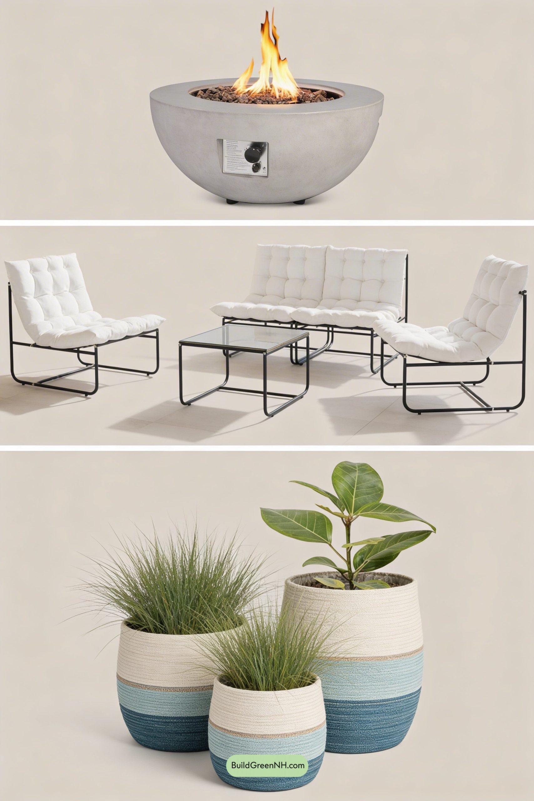 Moodboard for Bleached-Wood Deck With Lounge Pods