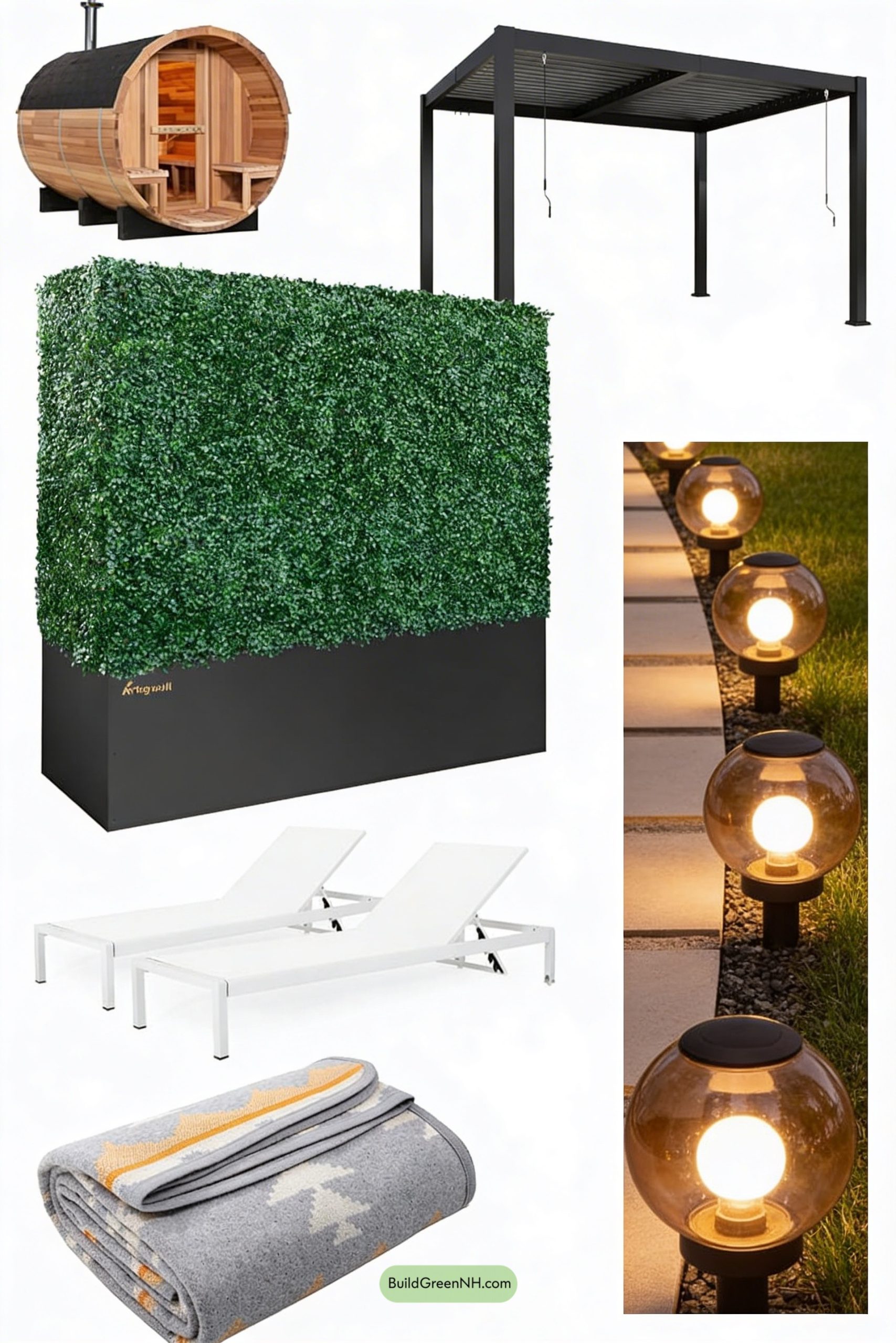 Moodboard for Nordic Backyard Spa, Clean and Cozy