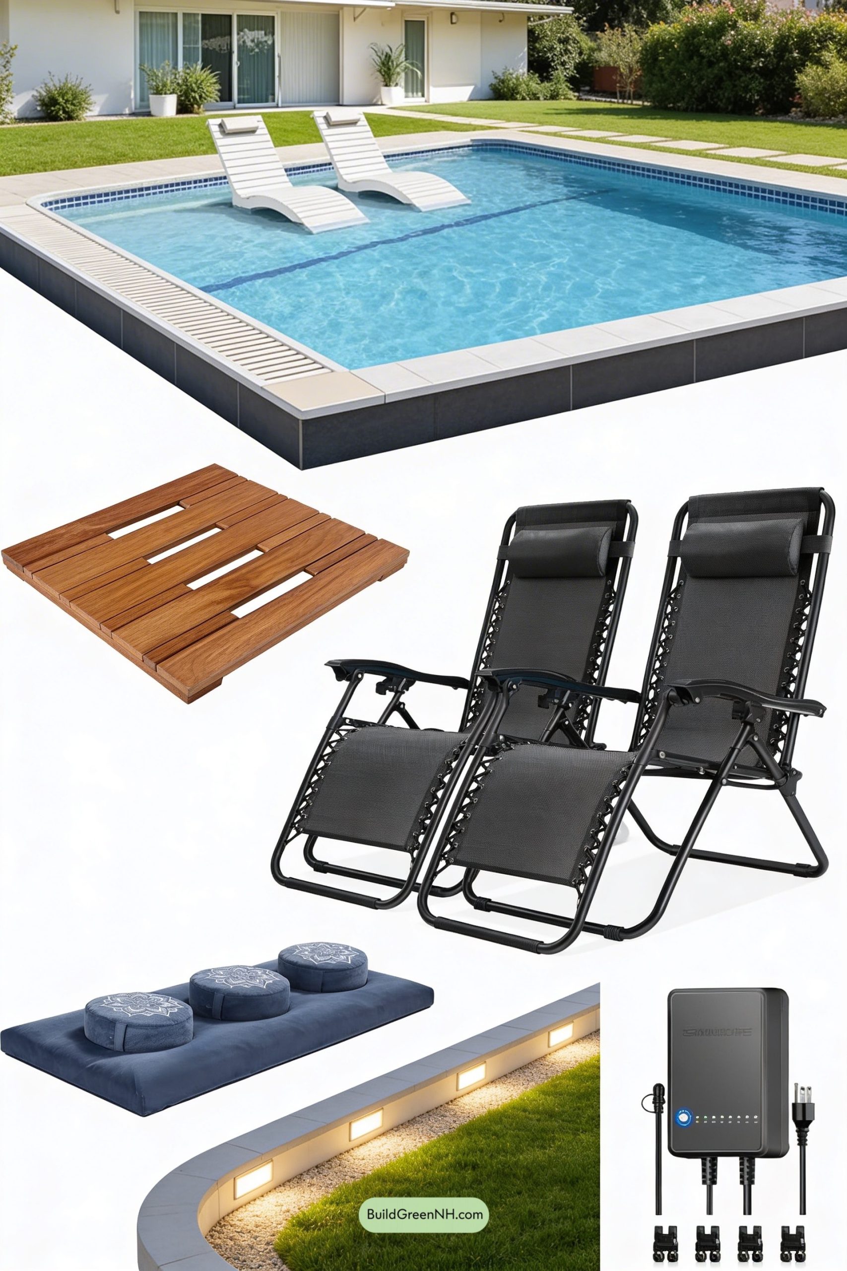 Moodboard for Zen Pool Retreat With Yoga Deck