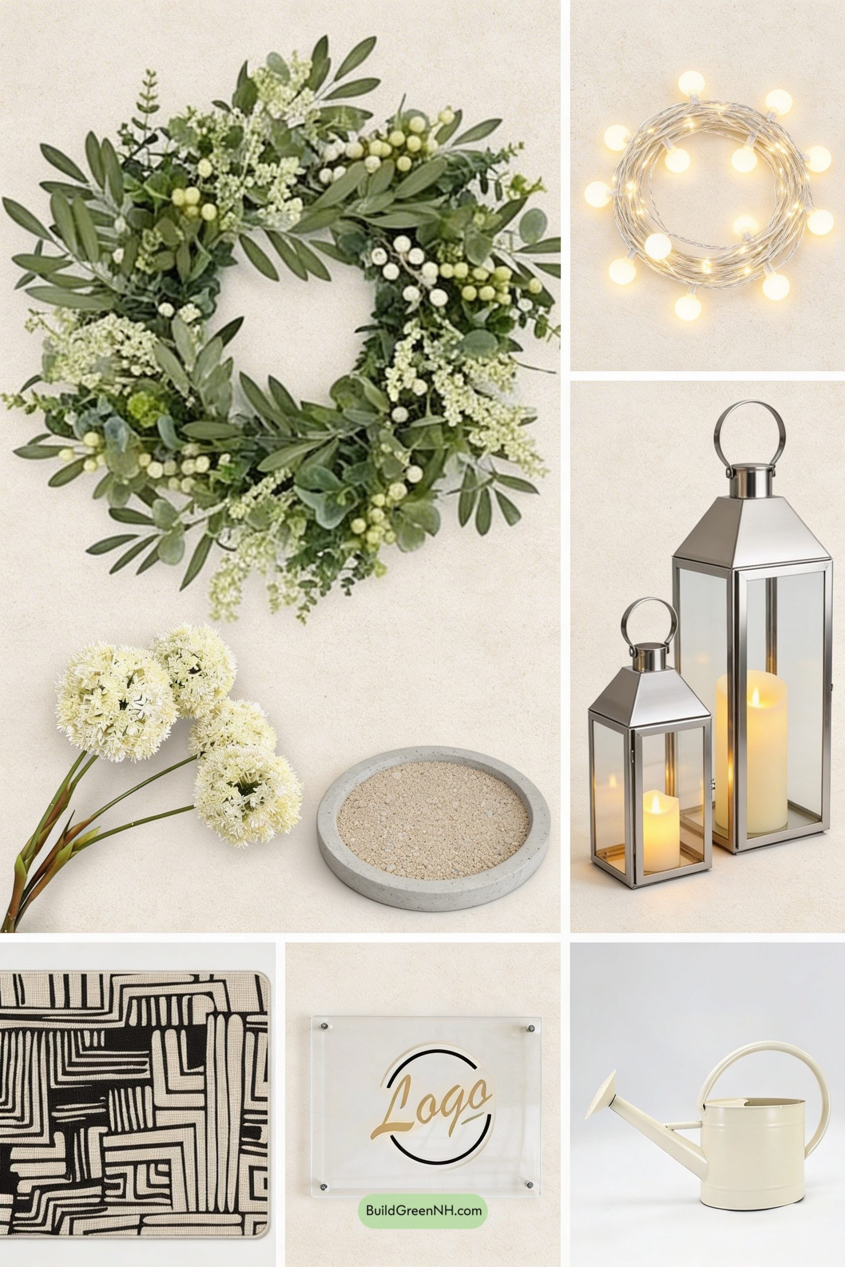 Moodboard for Minimalist Spring Wreath Front Door Moment