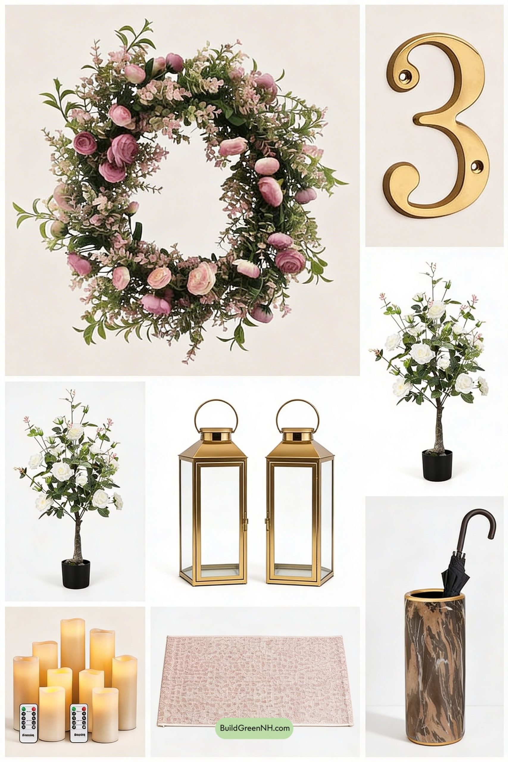 Moodboard for Blush Door, Rose Wreath, Golden Glow