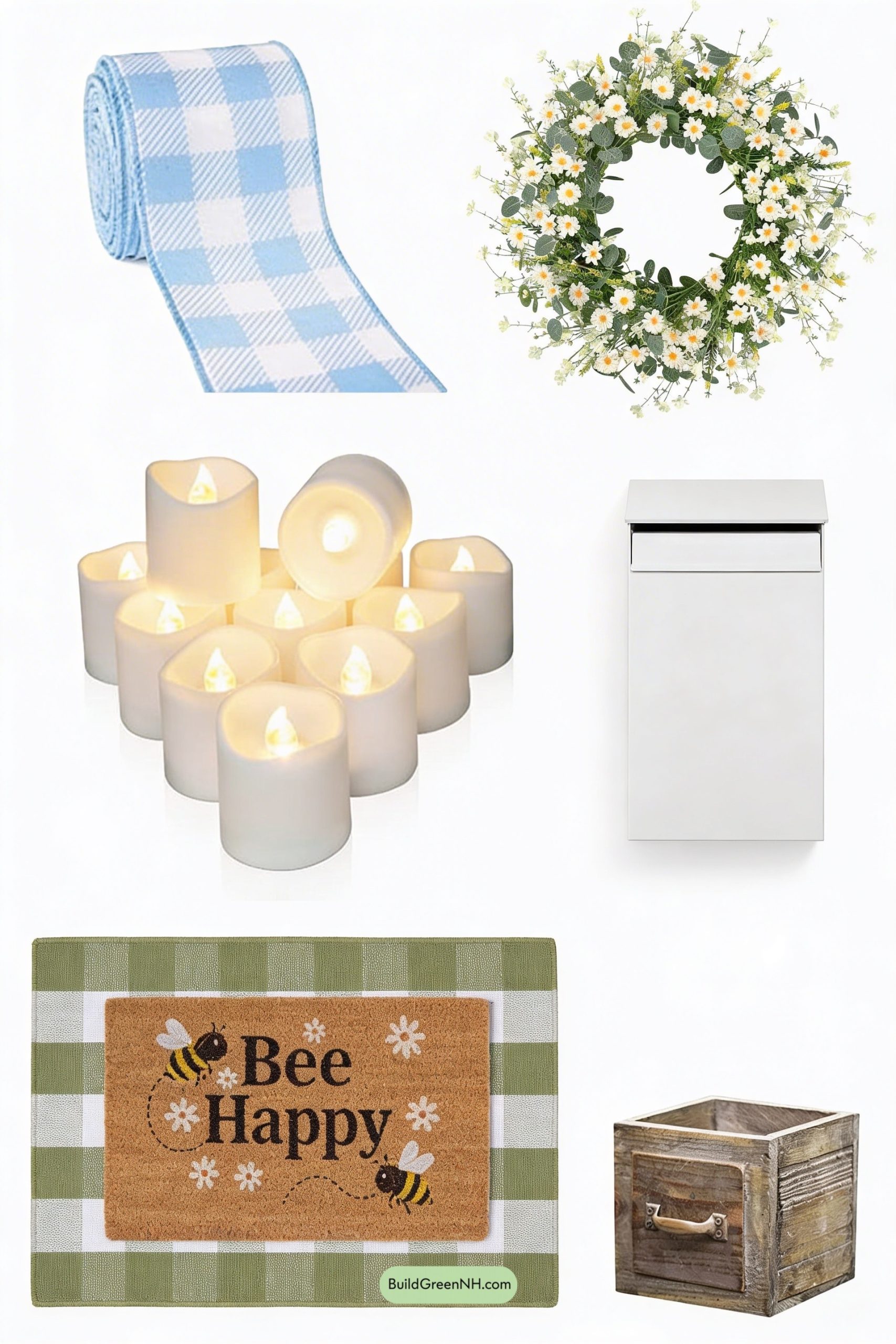 Moodboard for Daisy Wreath Charm, Clean Cottage Symmetry