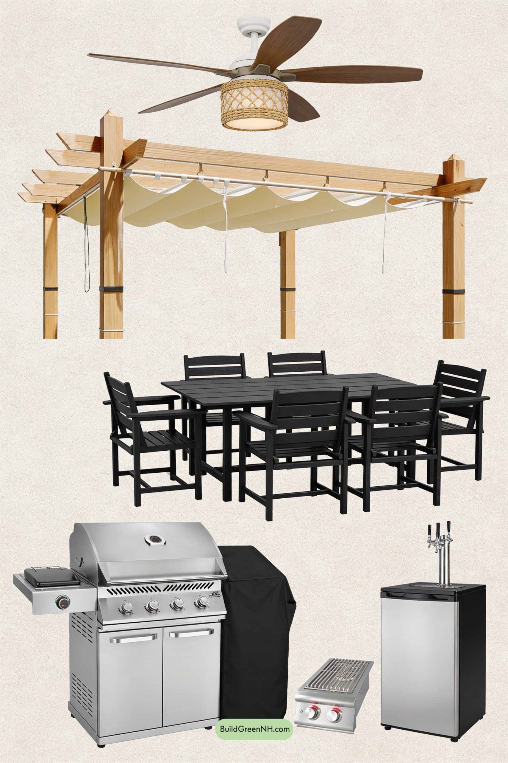 Moodboard for Swing-Seat Coastal Outdoor Kitchen Escape