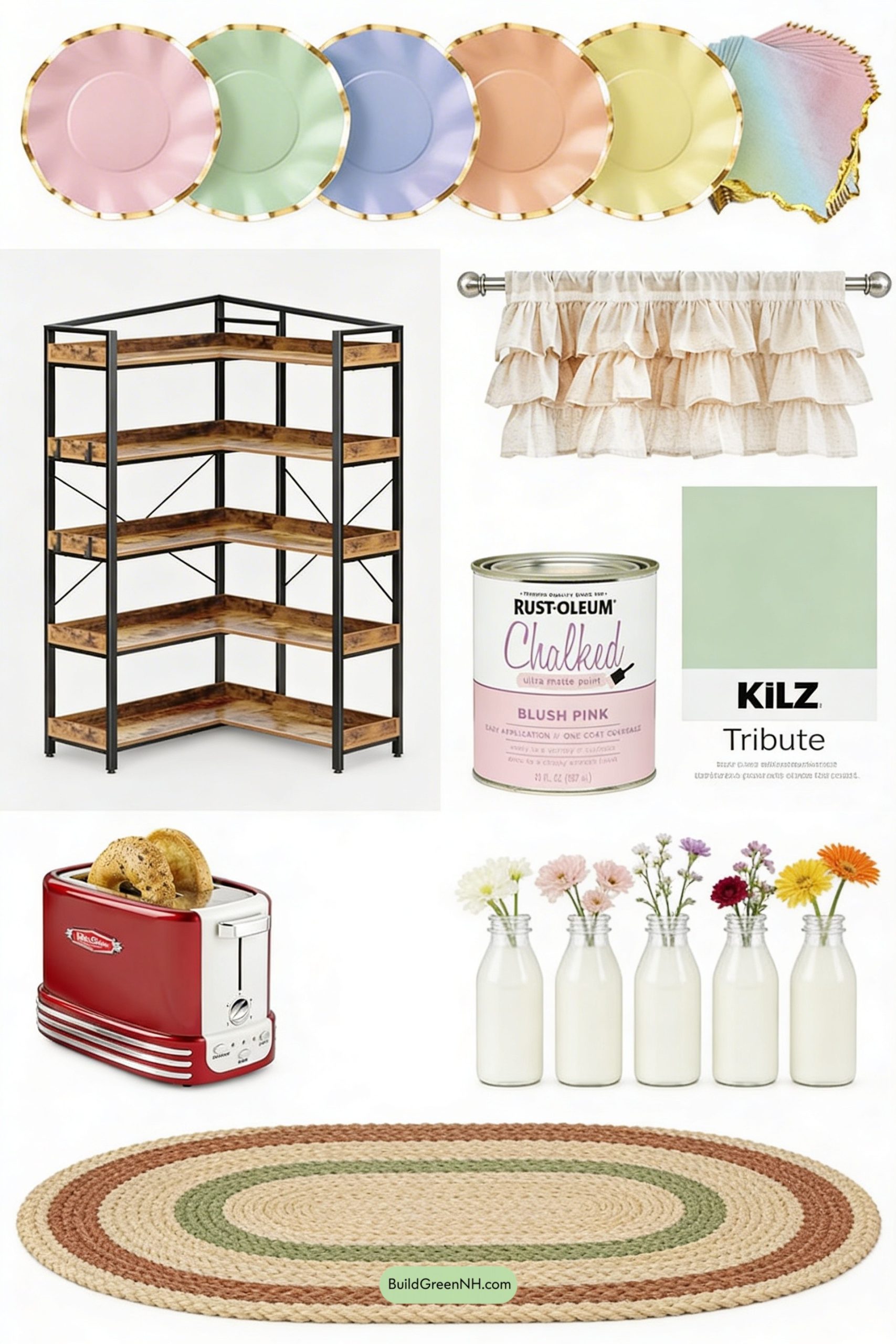 Moodboard for Depression Glass Corner, Farmhouse Cozy