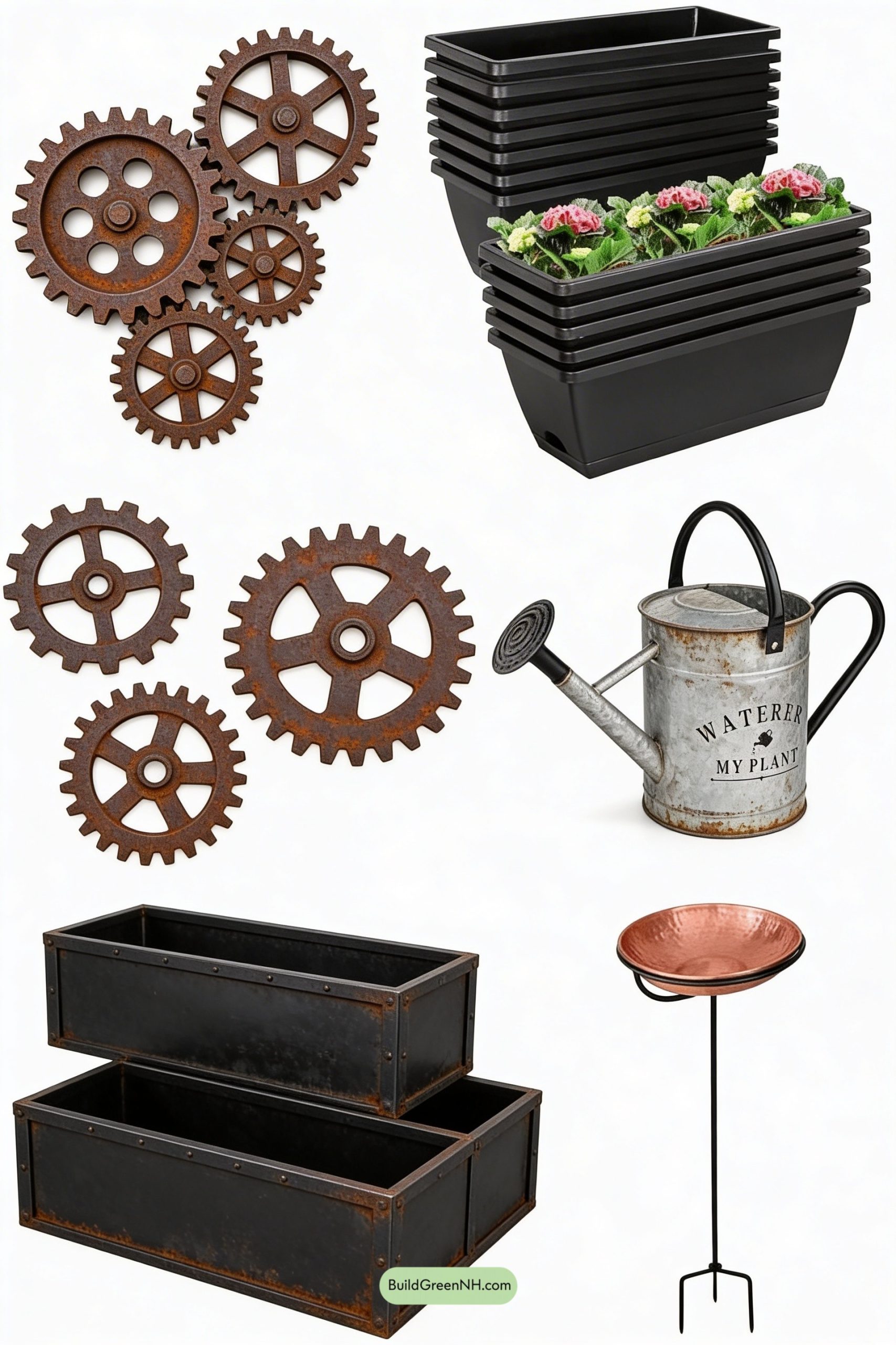Moodboard for Steam-Punk Copper Birdhouse Backyard Glow