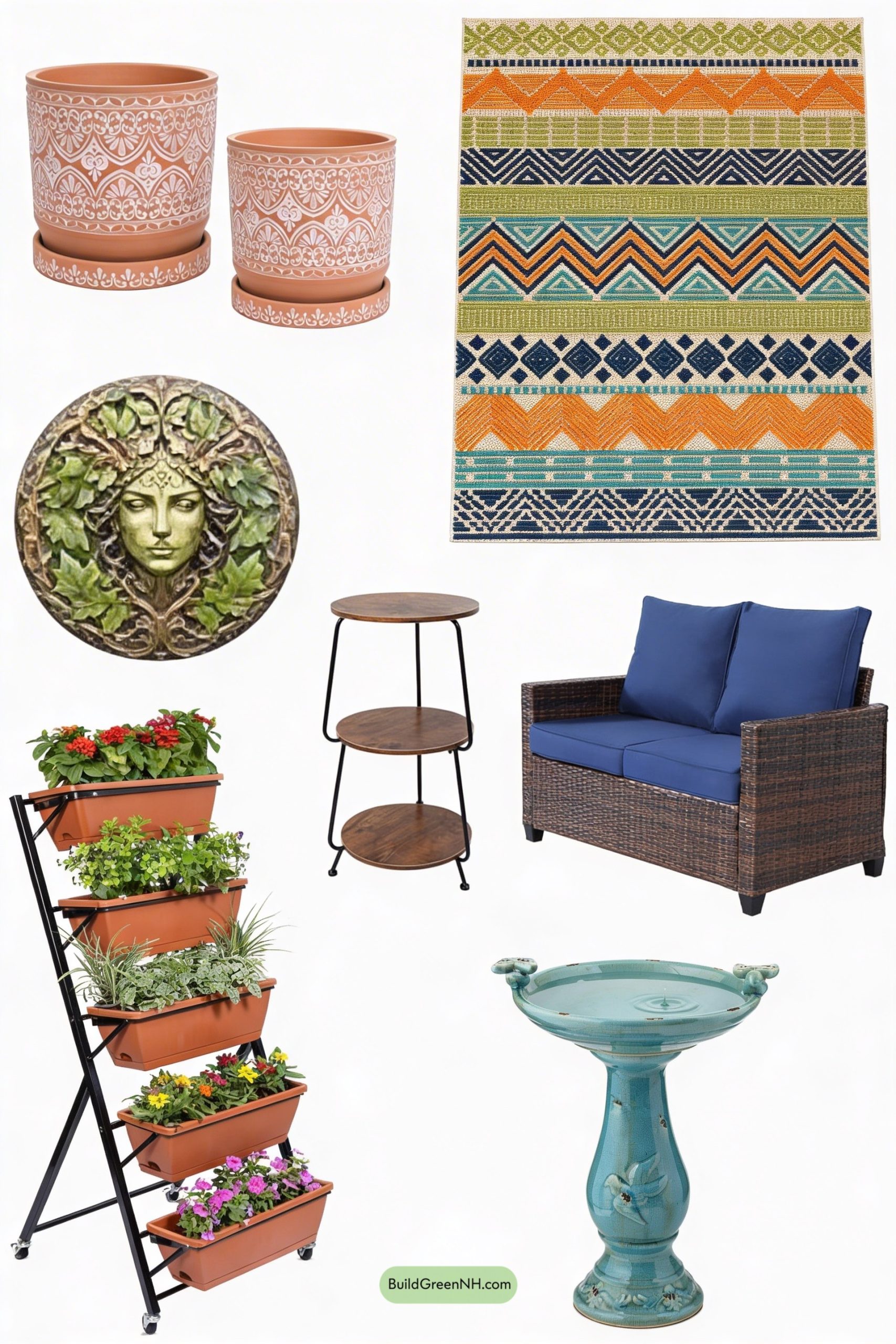 Moodboard for Mosaic Birdhouse, Mural Fence, Patio Joy
