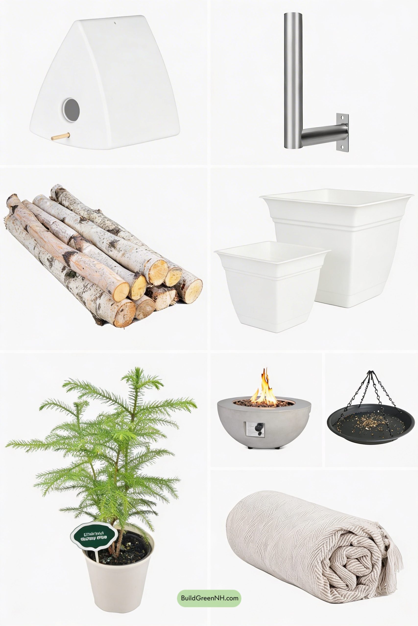 Moodboard for Scandi Birdhouse, Airy Backyard Retreat