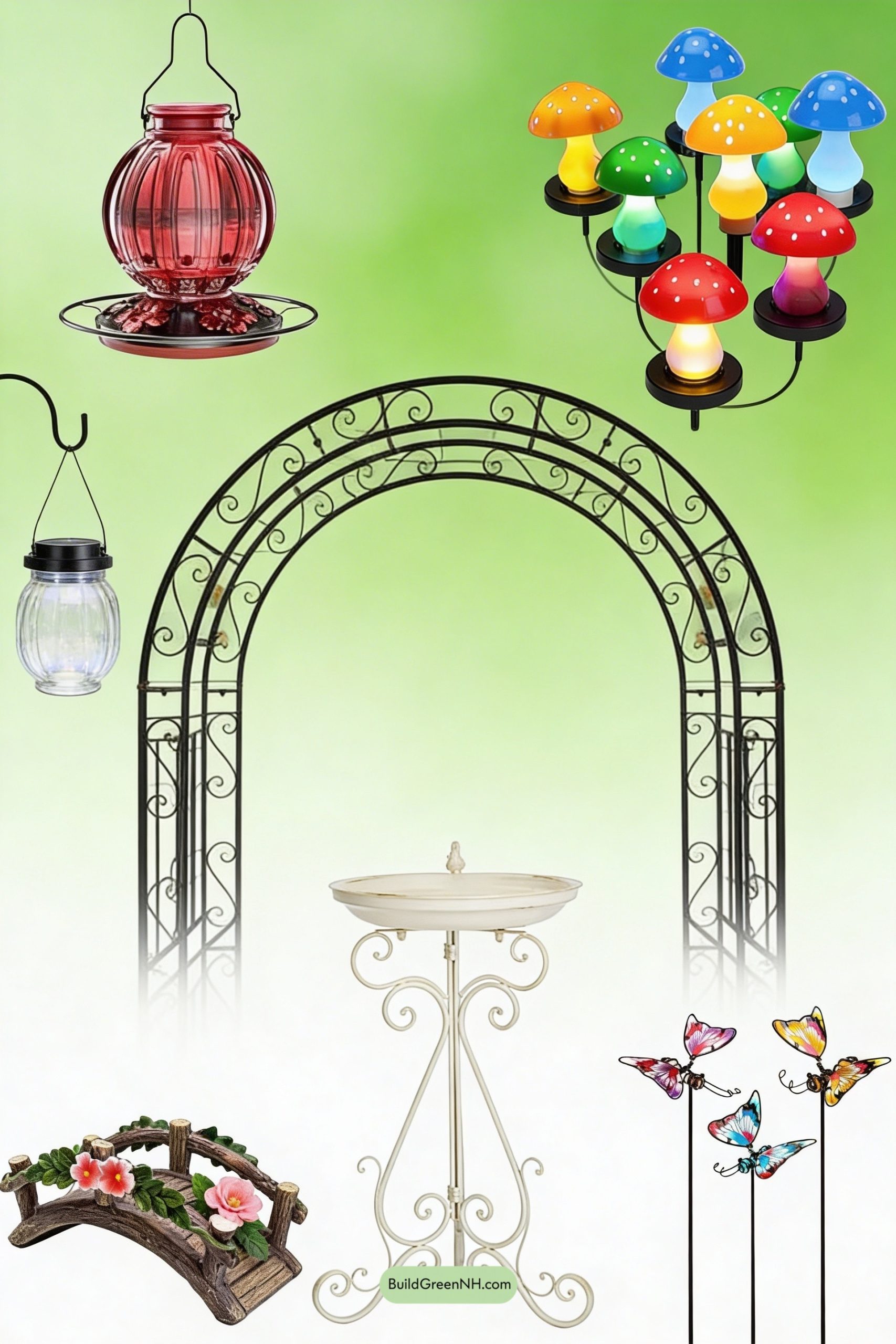 Moodboard for Mushroom-Cap Birdhouse Garden Stage
