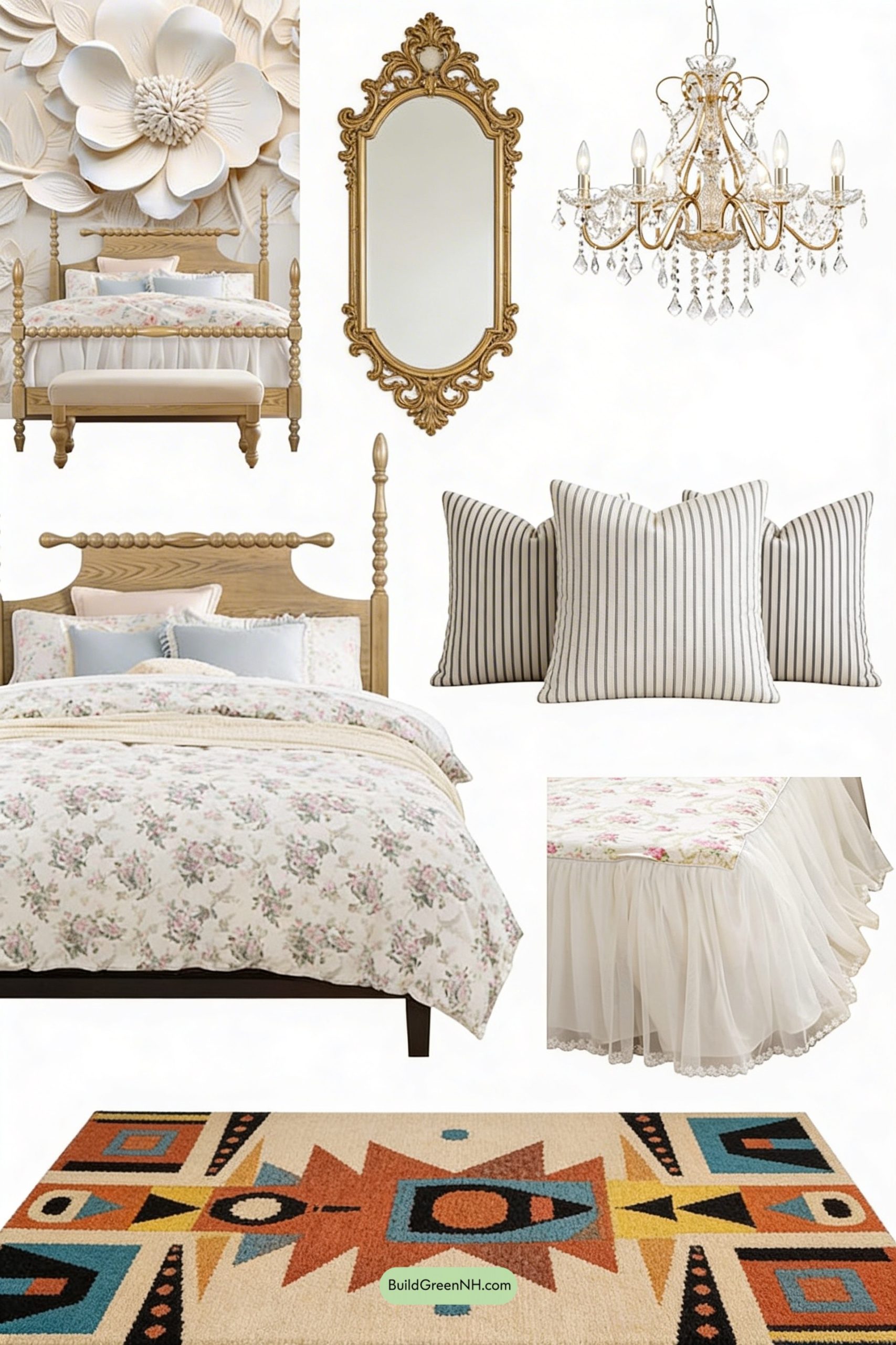 Moodboard for Garden-Glow Bedroom with Fairytale Symmetry