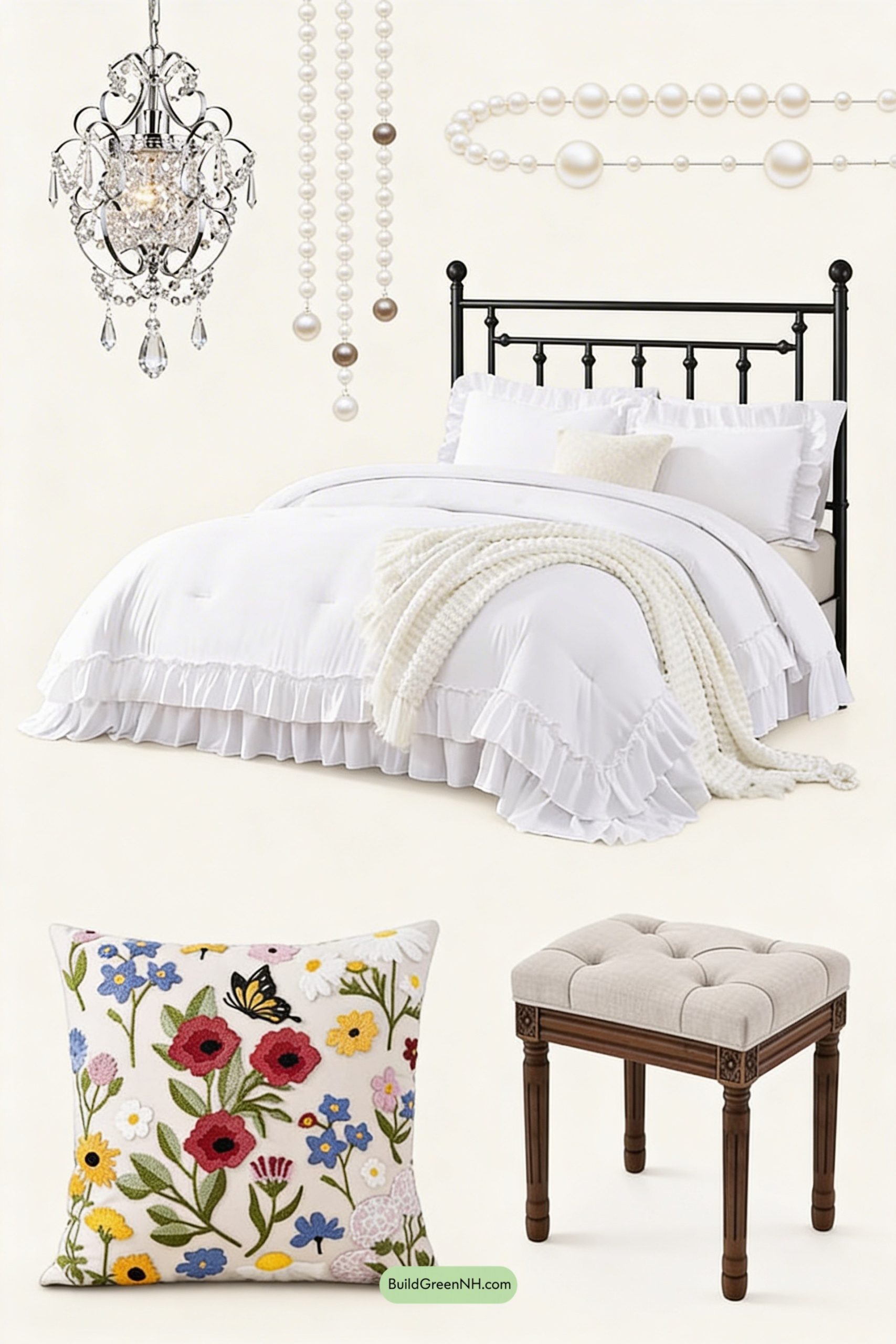 Moodboard for Victorian Ruffles, Pearls, and Candlelight Glow