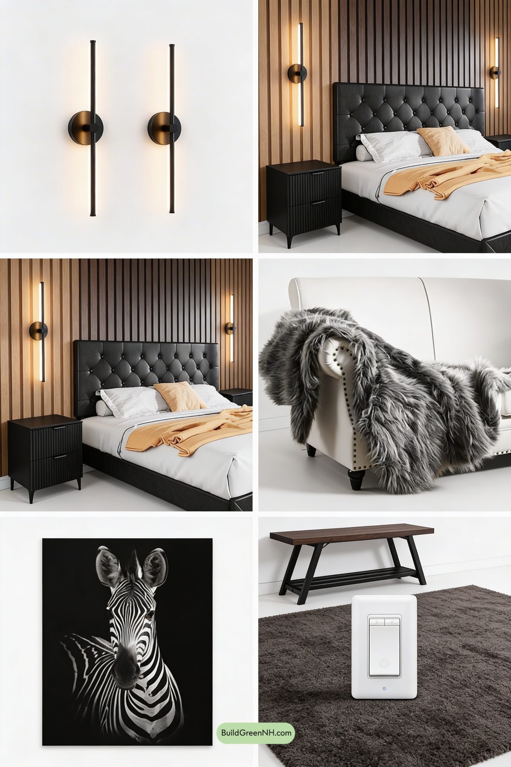 Moodboard for Charcoal Drama, Matte-Black Master Retreat