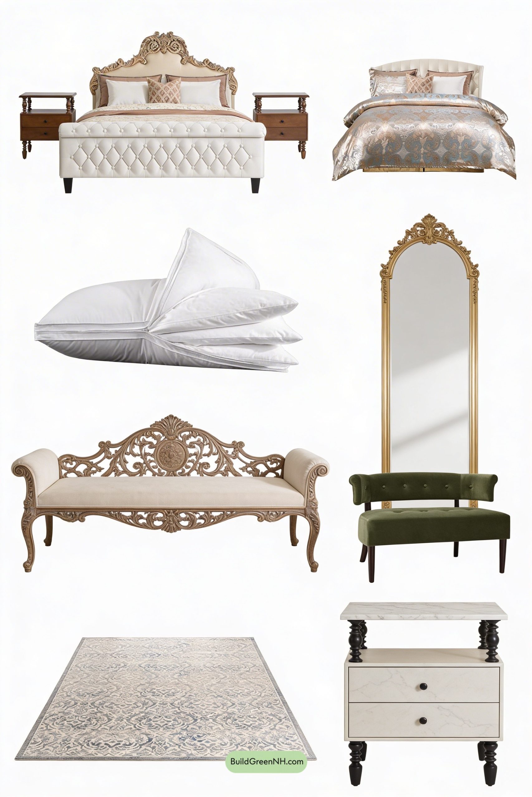 Moodboard for Champagne Neo-Classical Parisian Master Retreat