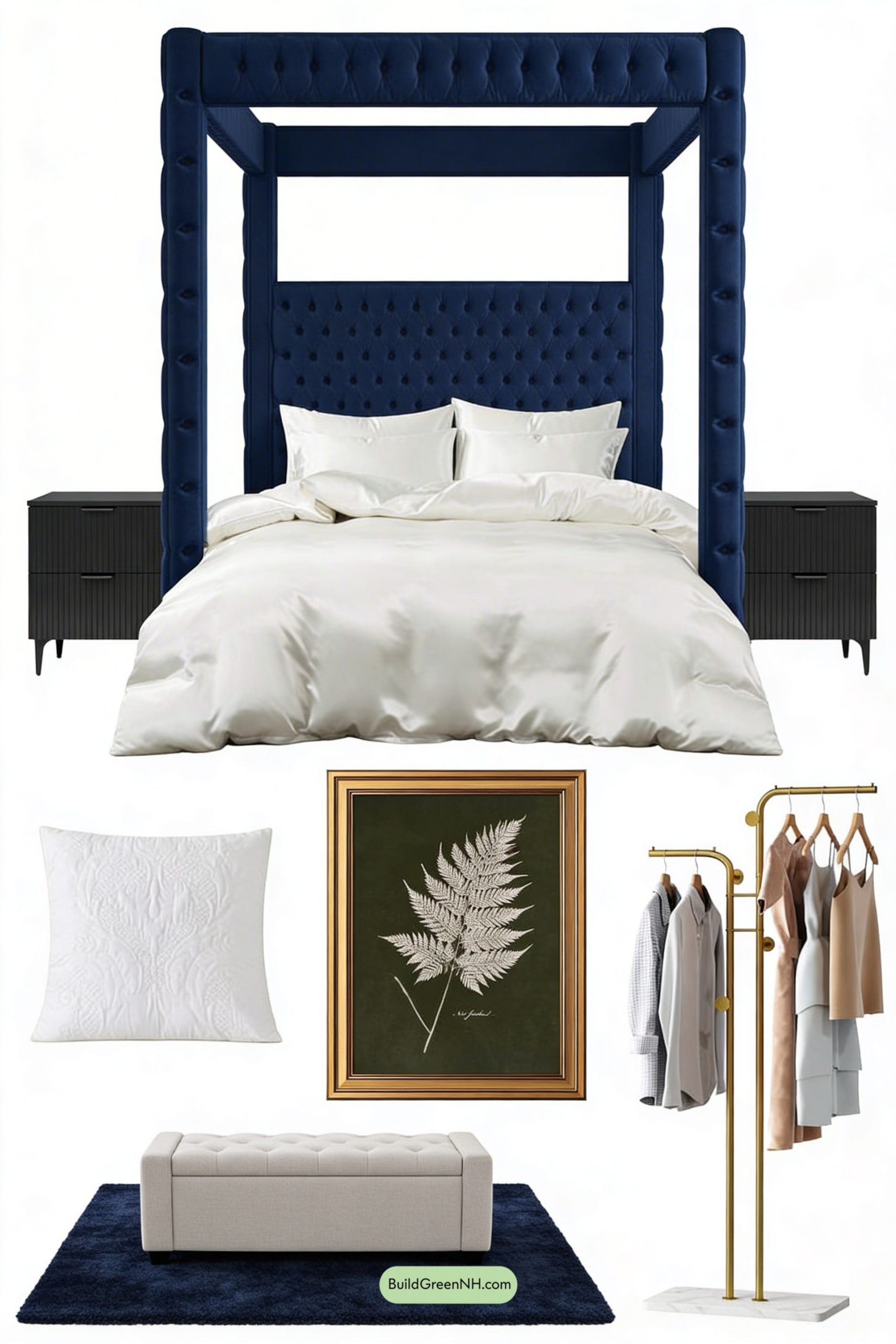 Moodboard for Sapphire Canopy Bedroom With Gilded Glow