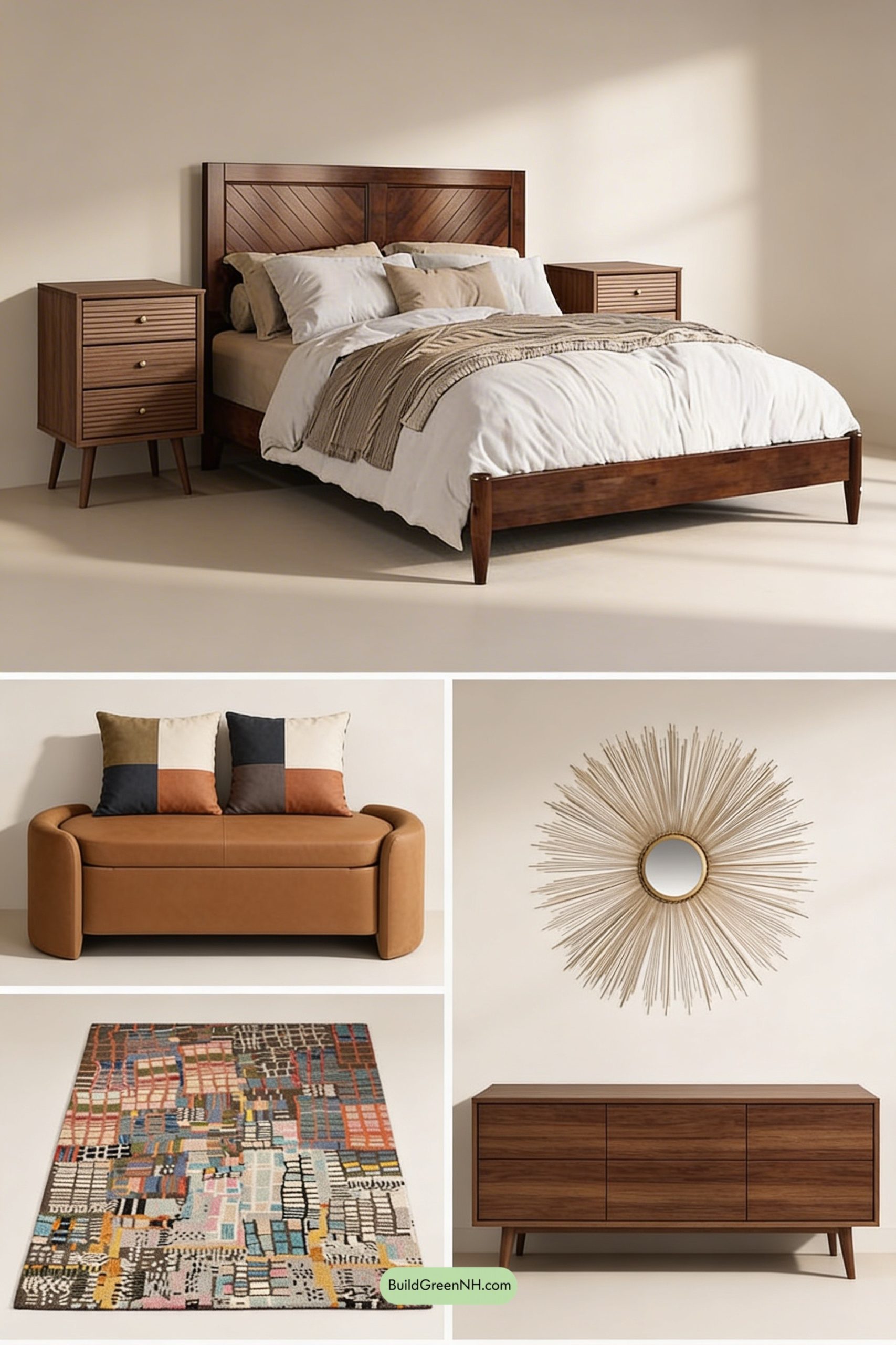 Moodboard for Walnut Wall, Brass Glow, Color Pop