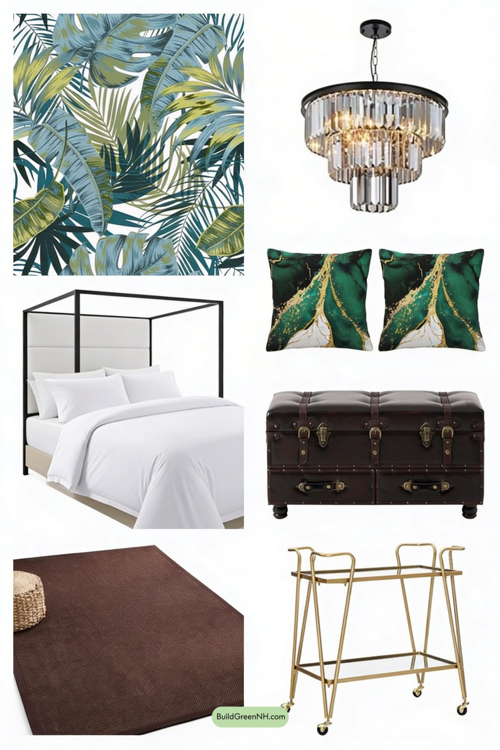 Moodboard for Palm-Print Noir Canopy Sanctuary