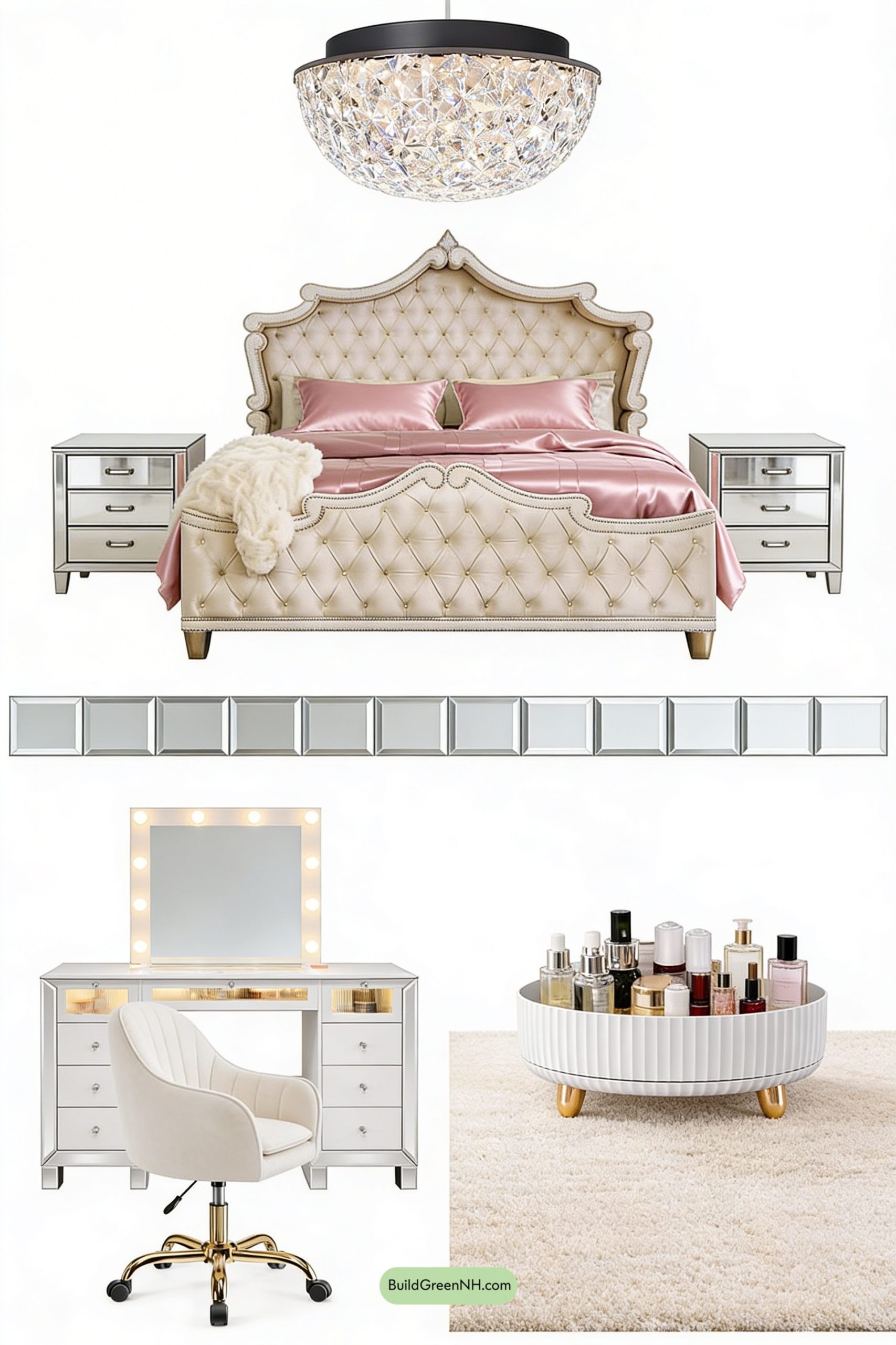Moodboard for Old-Hollywood Glam With Blush Satin