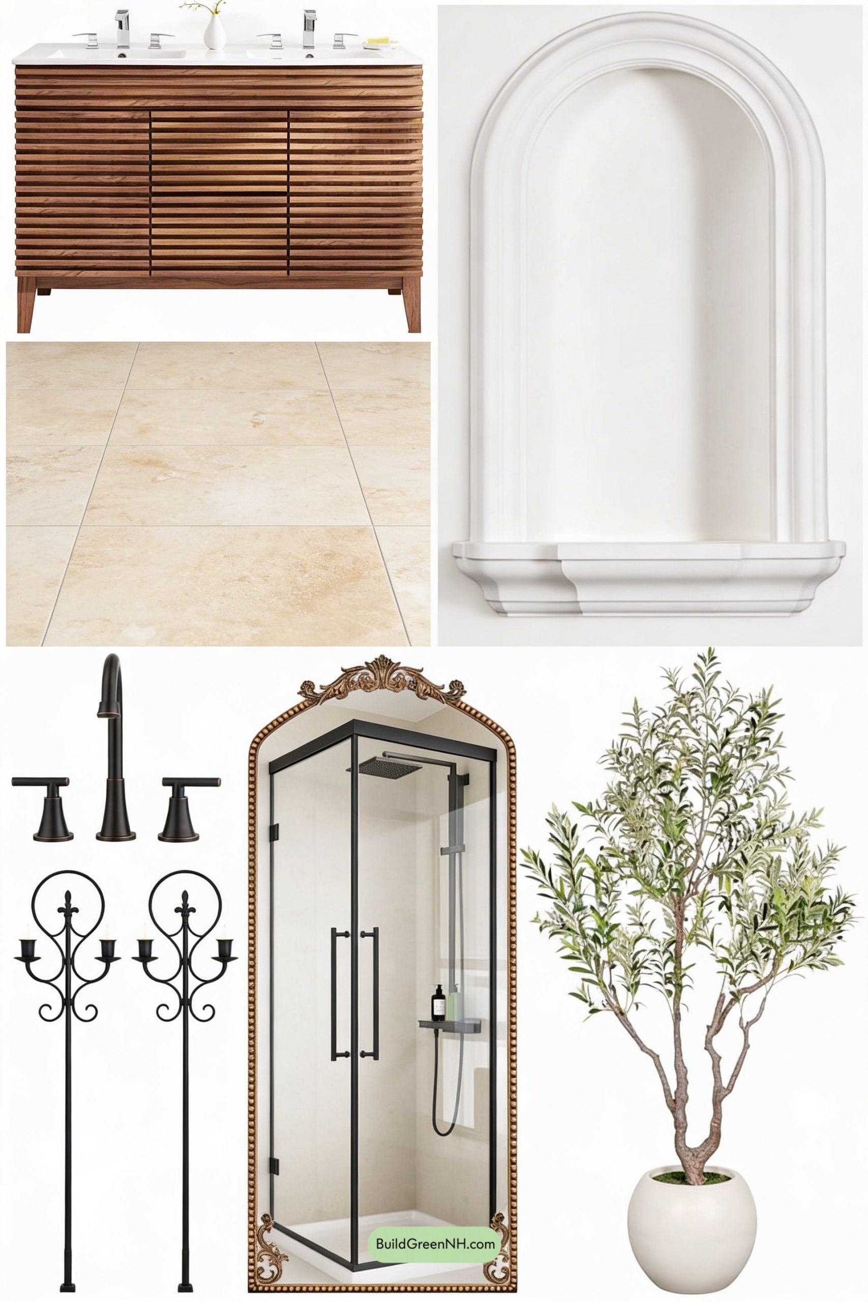 Moodboard for Tuscan Archway Vanity, Warm and Grounded