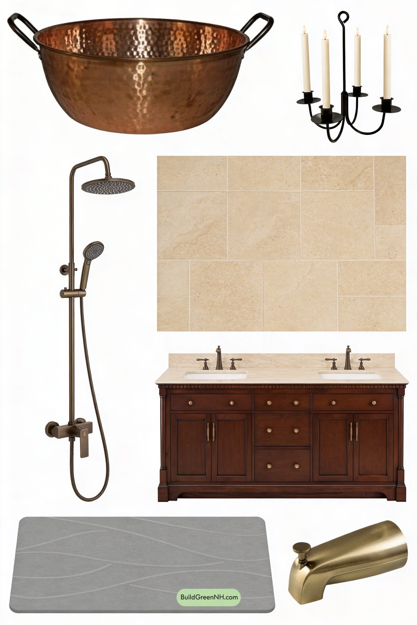 Moodboard for Copper Tub Under a Tuscan Arch