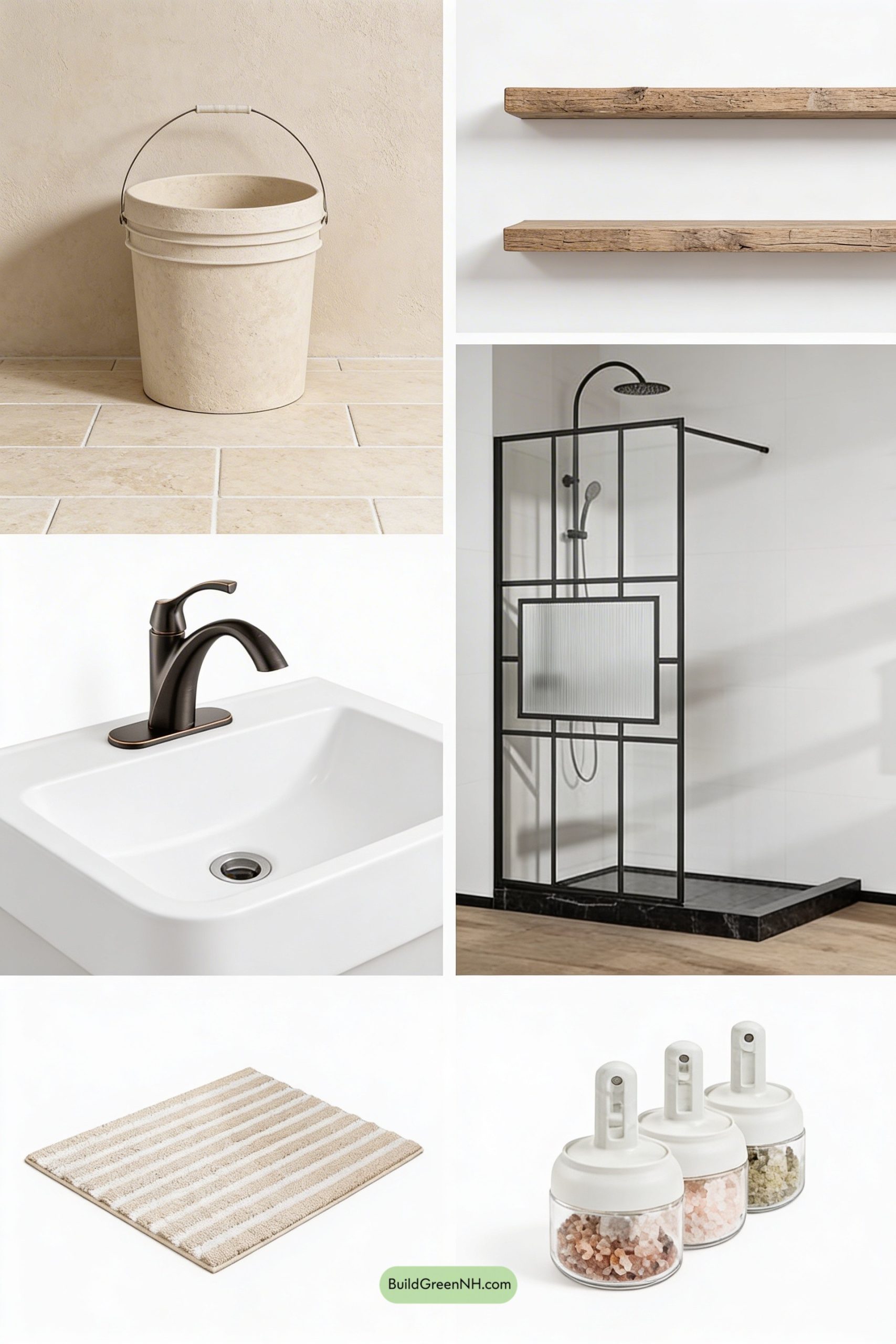 Moodboard for Sun-Washed Tuscan Shower and Stone Vanity