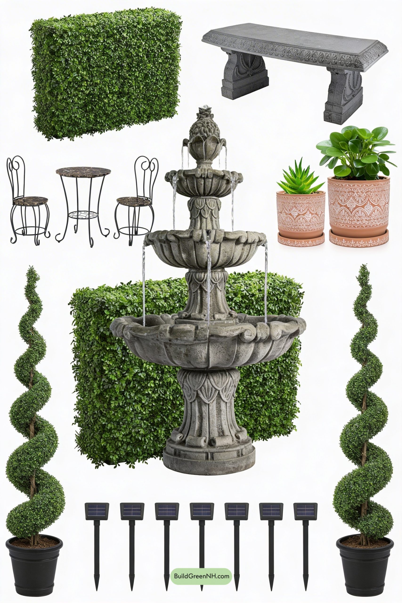 Moodboard for Three-Tier Fountain in Formal Courtyard