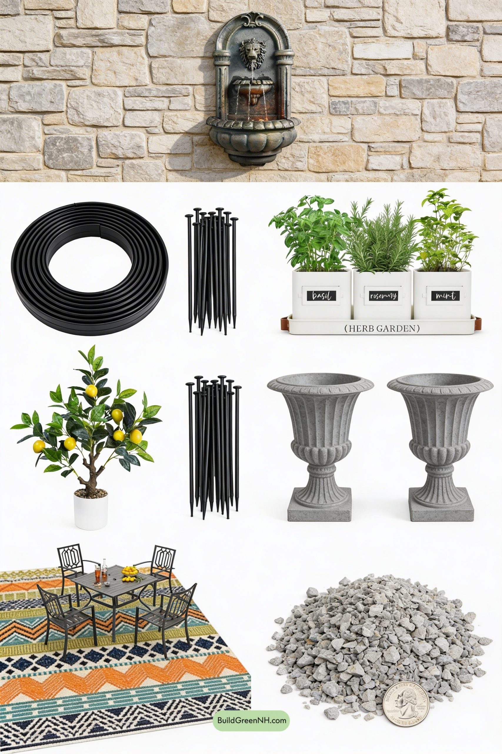 Moodboard for Lion Fountain, Parterre, and Patio Lunch Spot