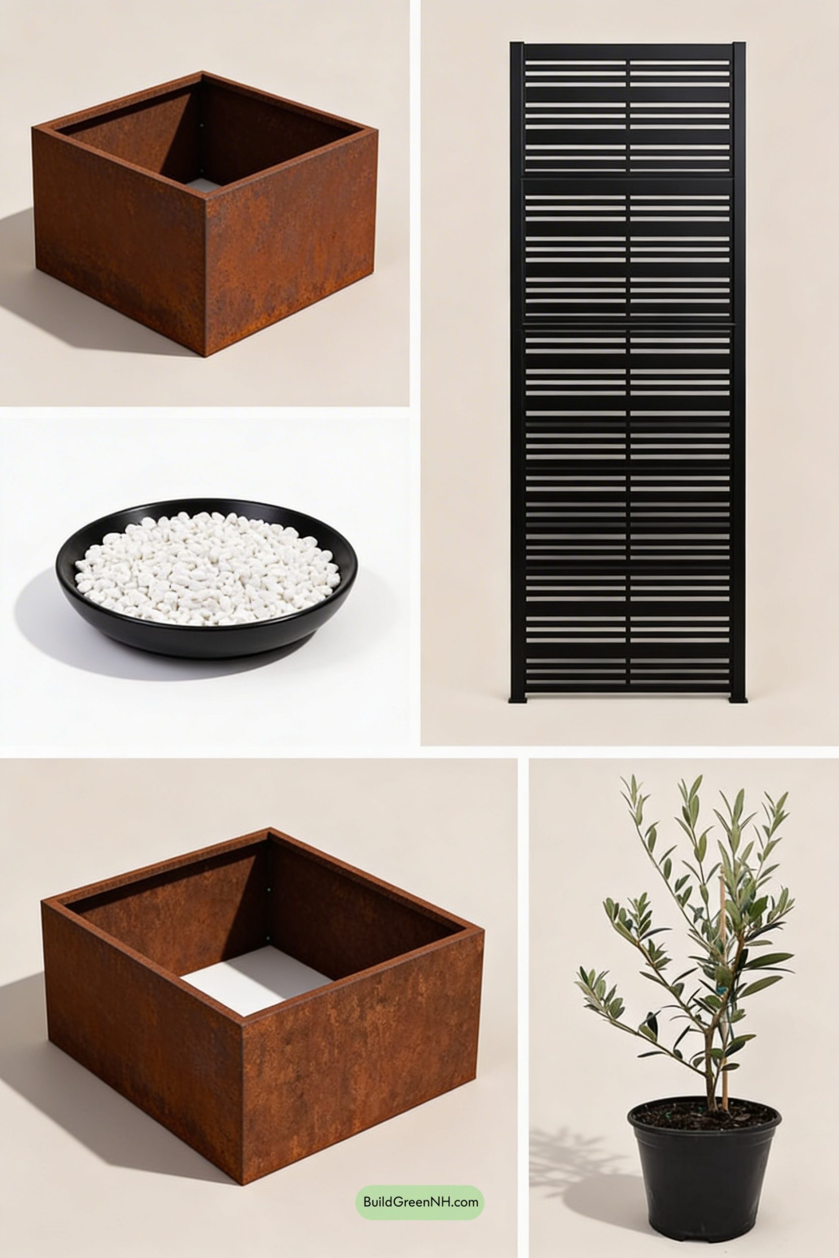 Moodboard for Bubbling Bowl Fountain, Clean Courtyard Lines