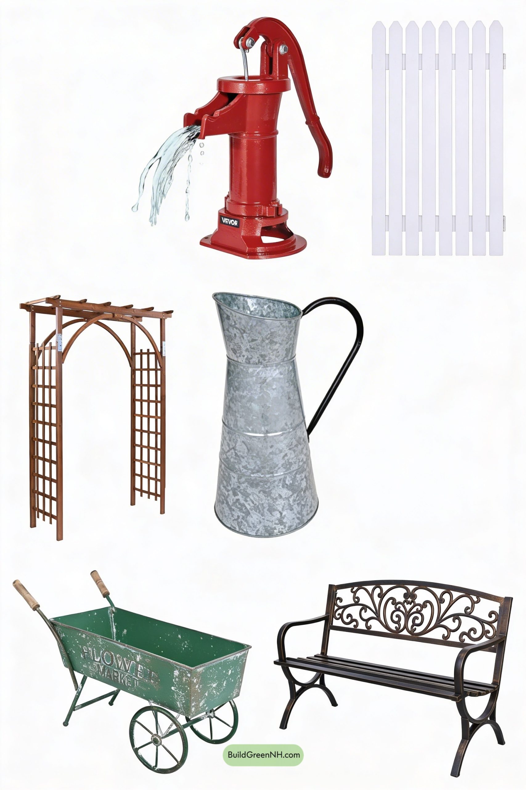 Moodboard for Hand-Pump Fountain in Brick Blossom Ring