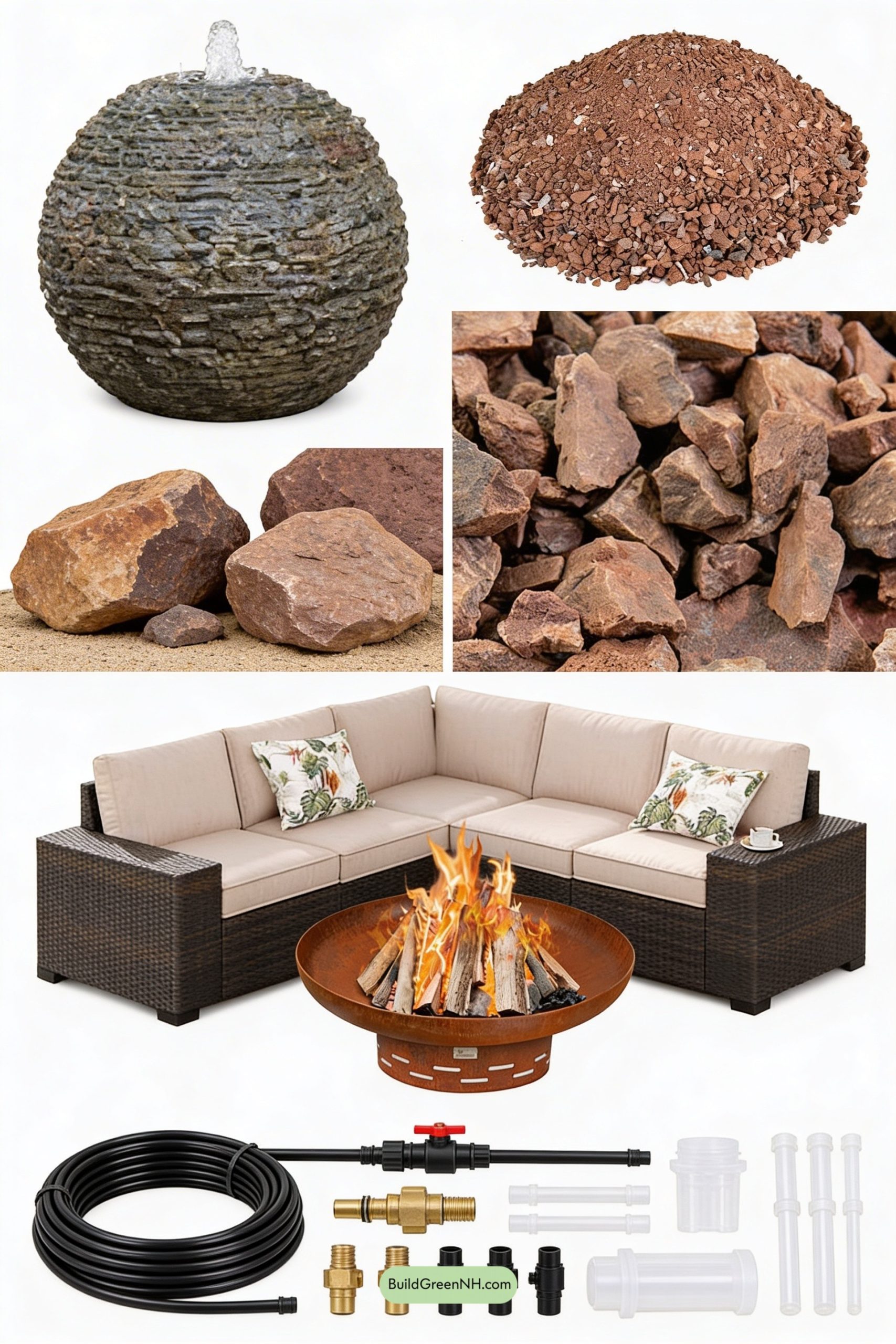 Moodboard for Sandstone Sphere Fountain, Desert Lounge Garden