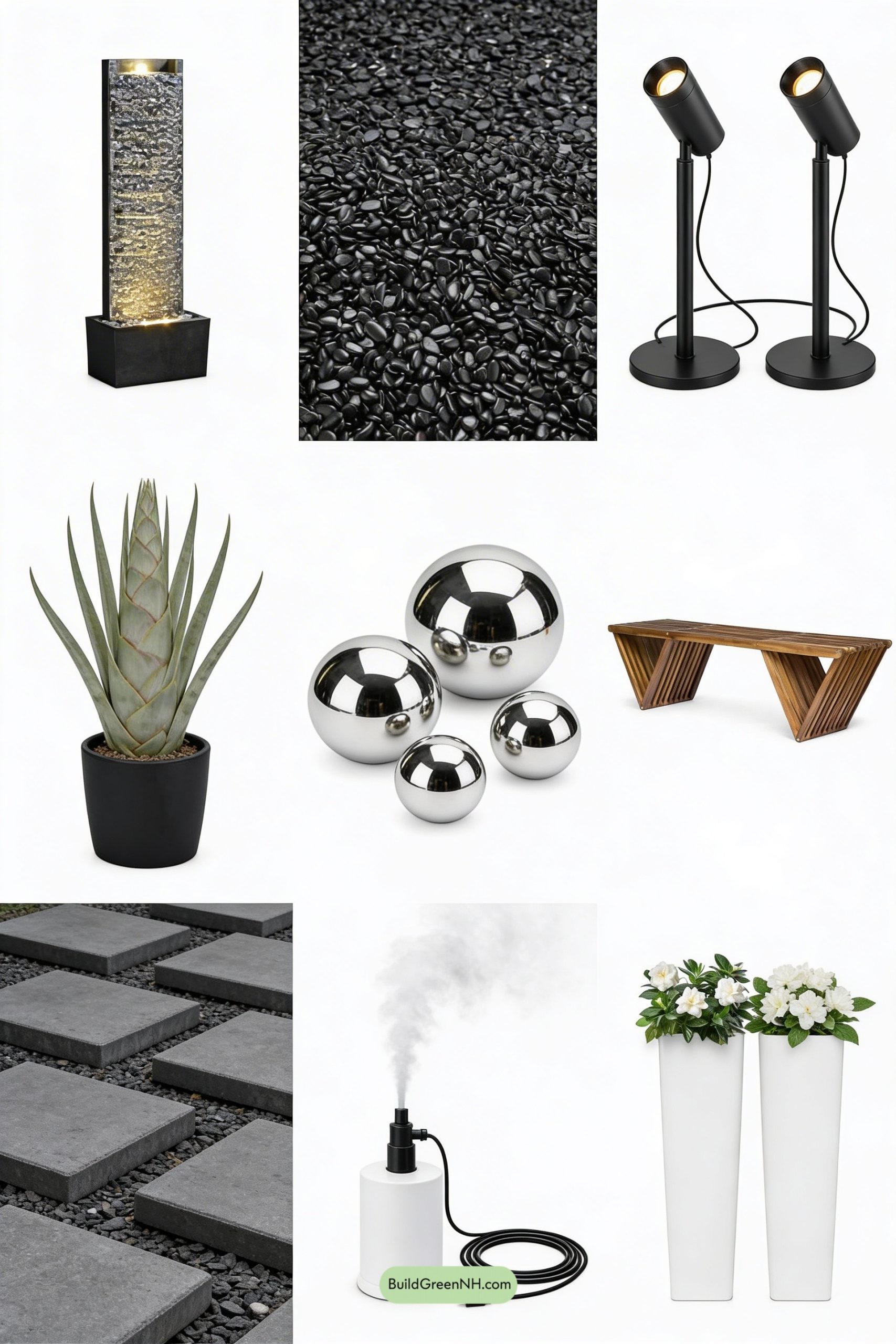 Moodboard for Midnight Glow Fountain Courtyard