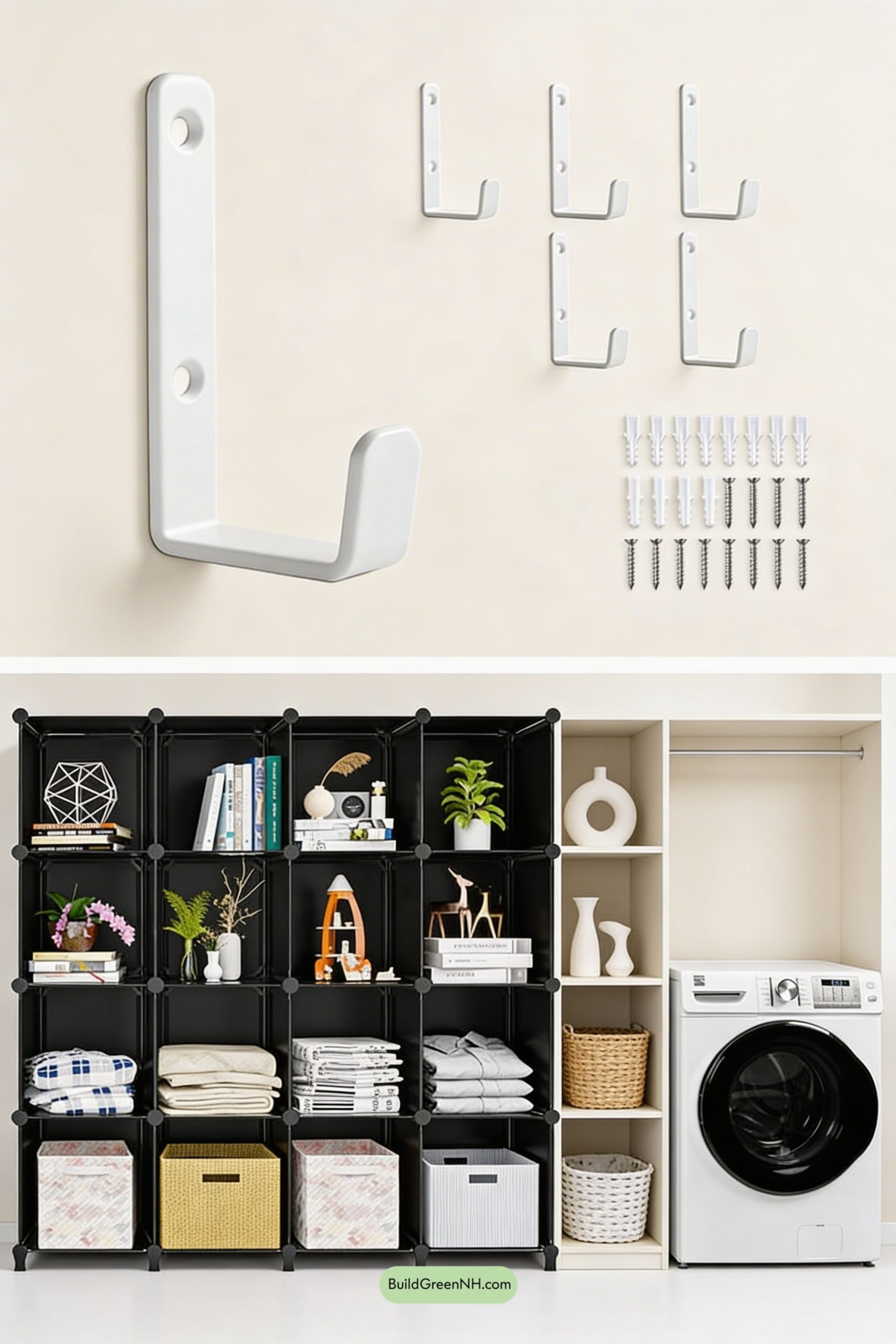 Moodboard for Mint-and-Coral Mudroom Laundry Moment