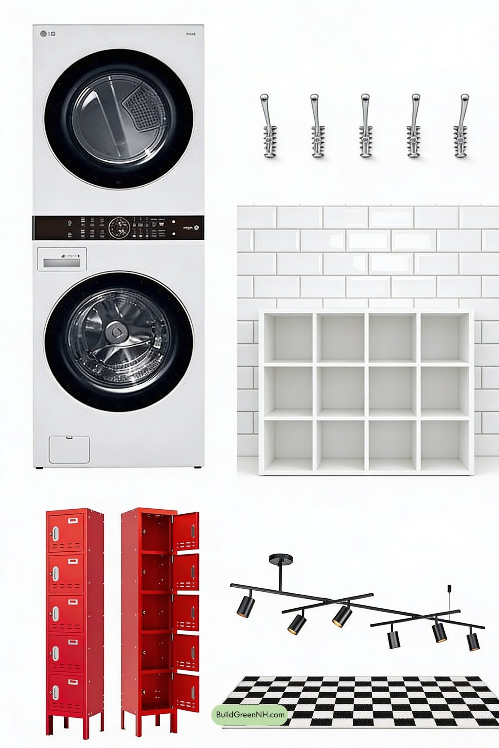 Moodboard for Red Lockers, Graphic Wall, Laundry Swagger