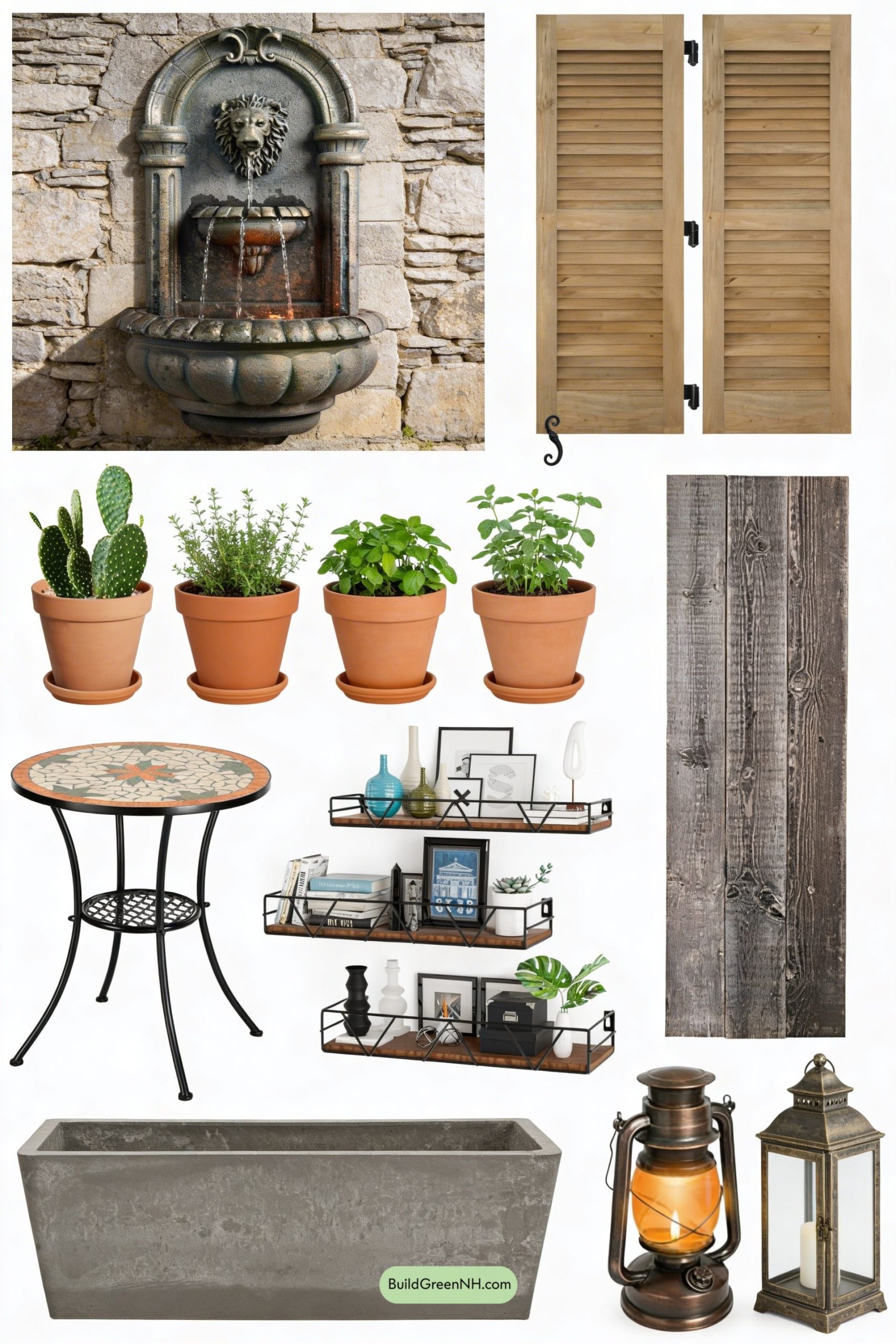 Moodboard for Fountain Nook with Terracotta Herbs