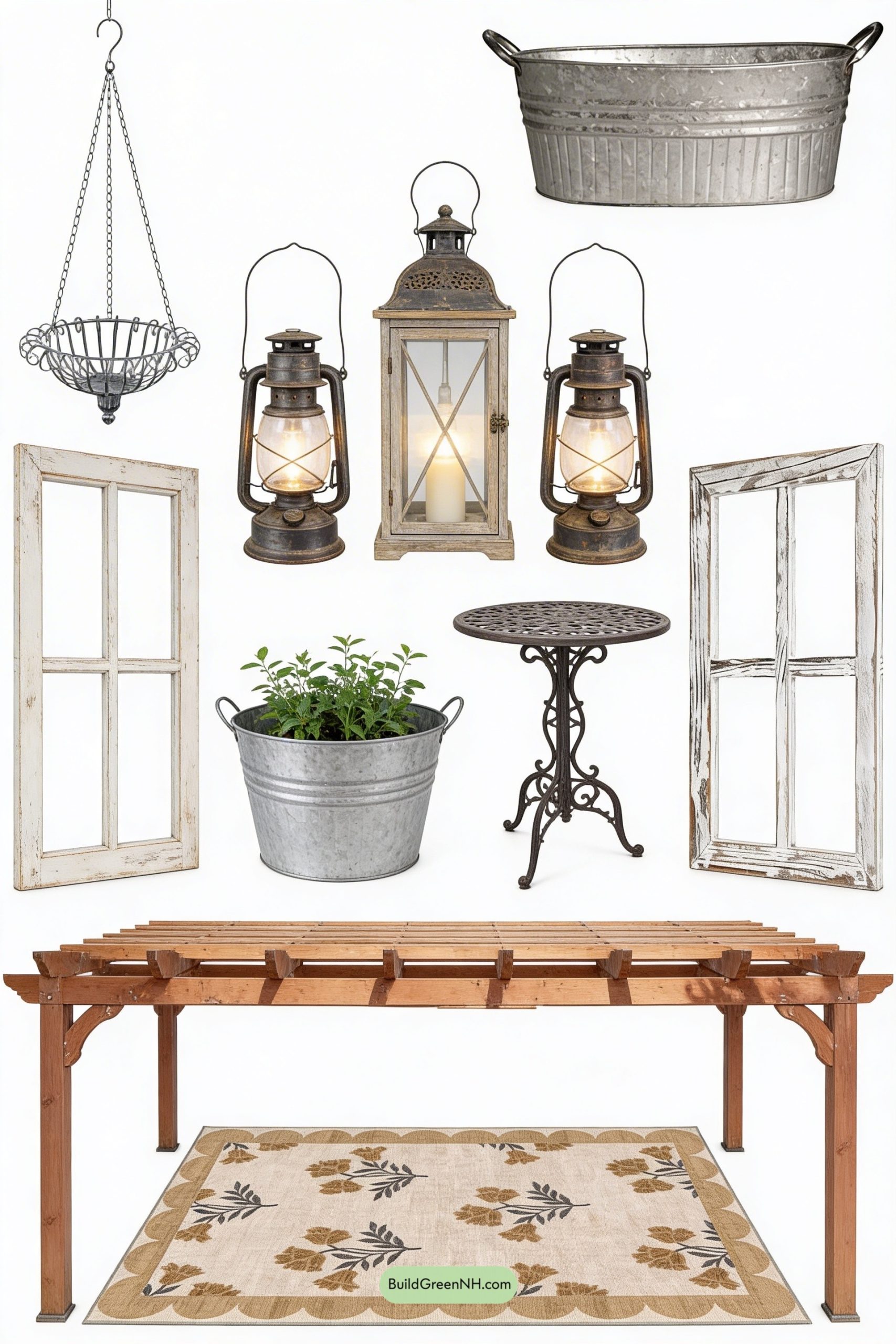 Moodboard for Lantern-Lit Pergola Among Blushing Borders