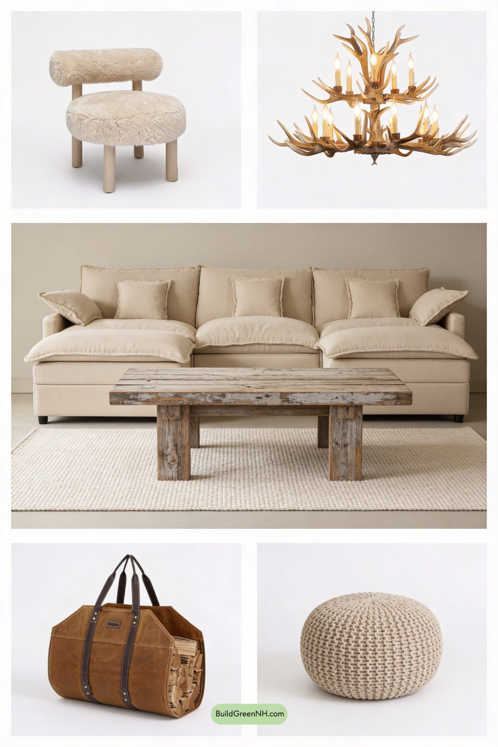 Moodboard for Antler Chandelier, Cloud-Soft Ski-Lodge Lounge