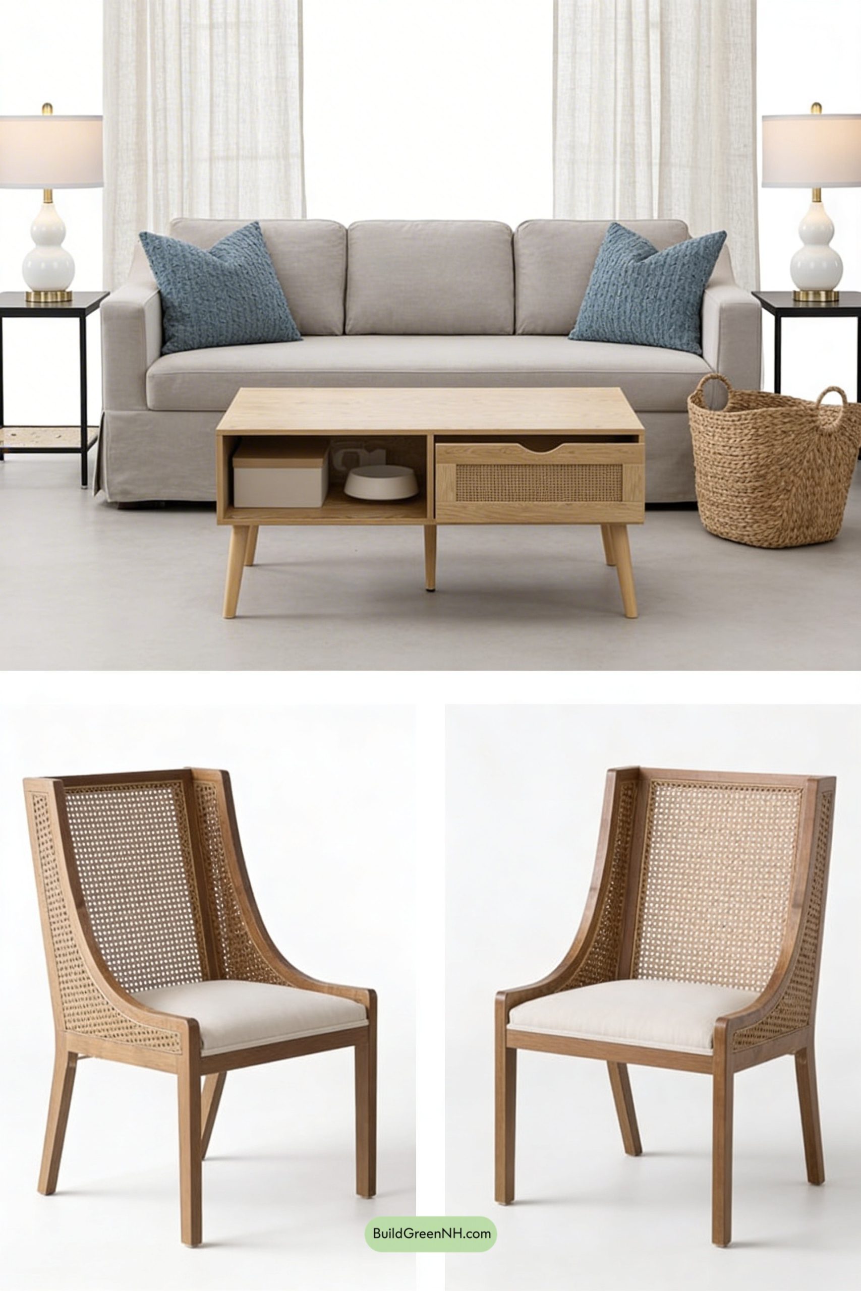 Moodboard for Coastal-Calm Luxury, Fireplace-First Comfort