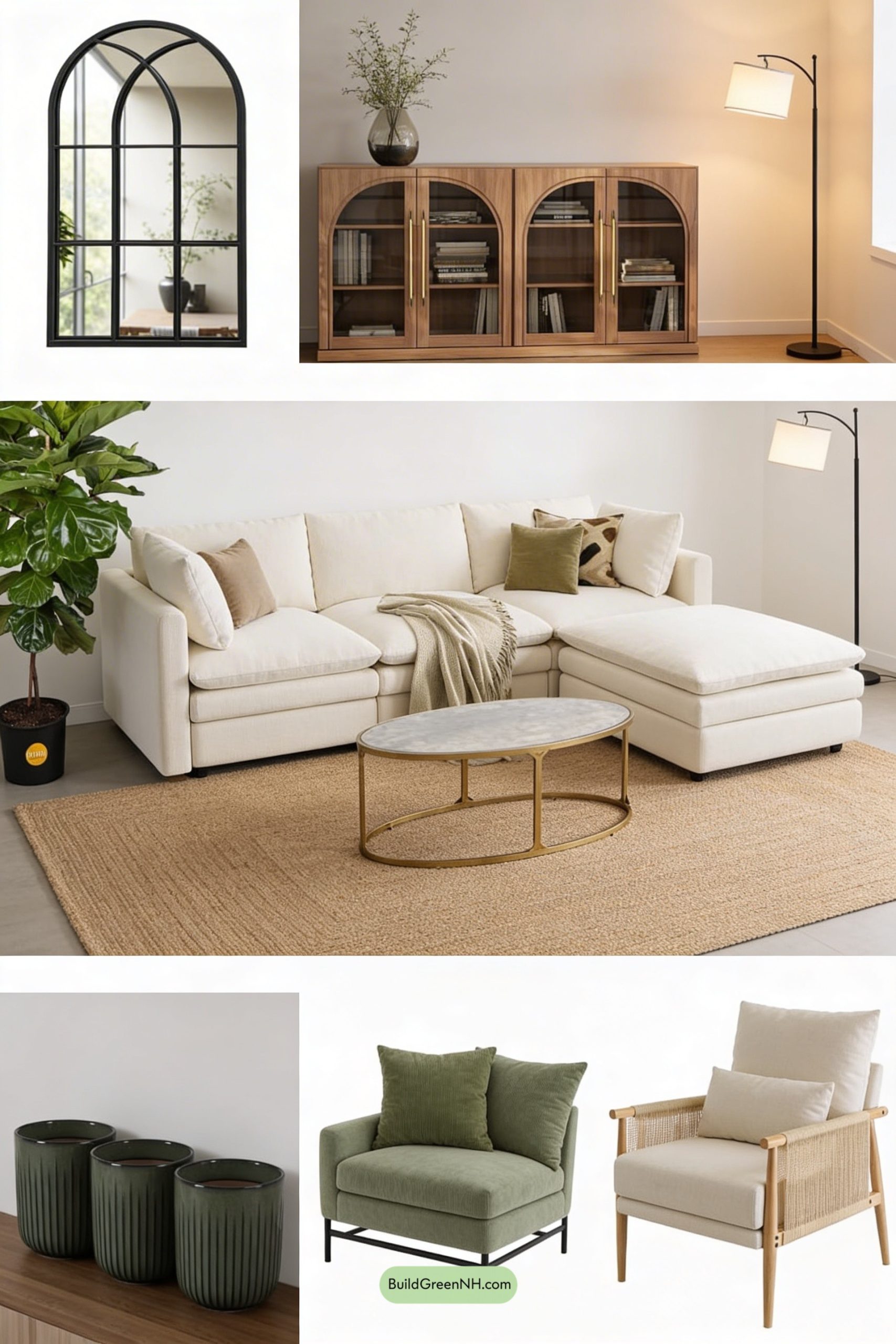 Moodboard for Sunroom Serenity, Soft Luxe and Lush Greens