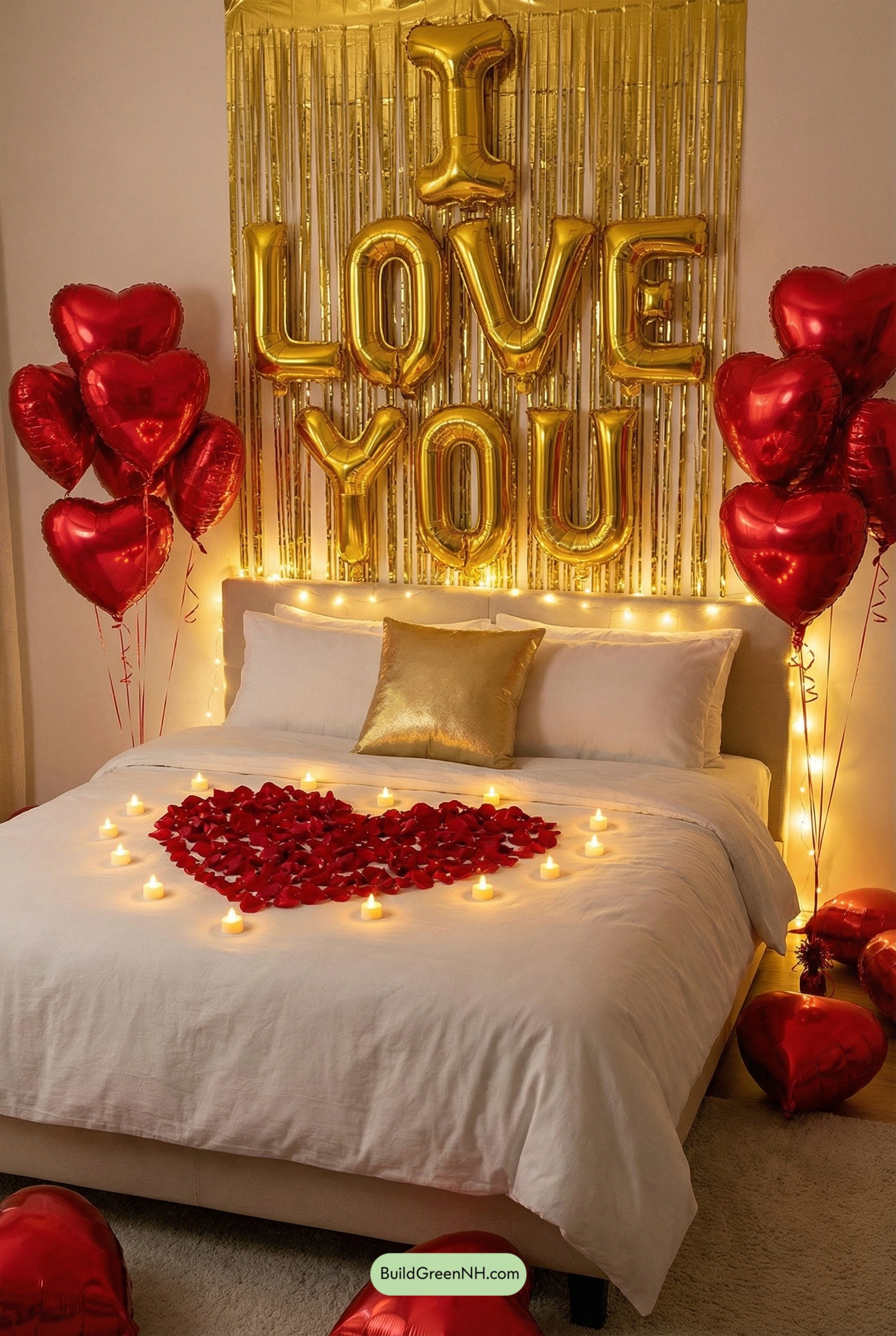 Gold Love Wall, Petal-Heart Bed