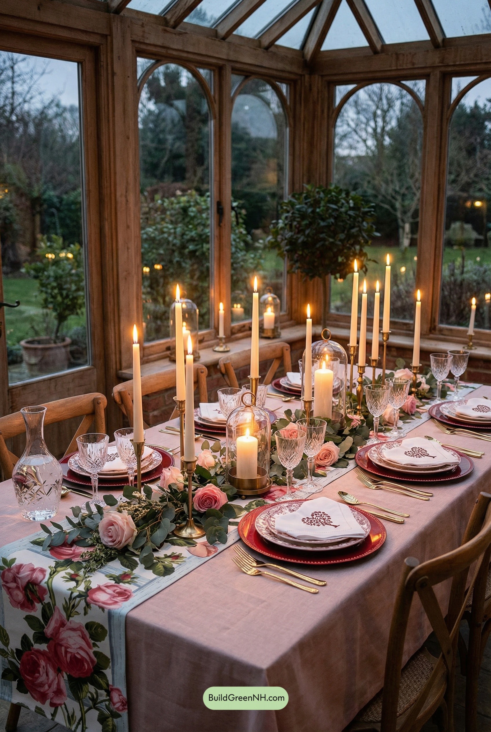 Blush Conservatory Table with Candlelit Roses