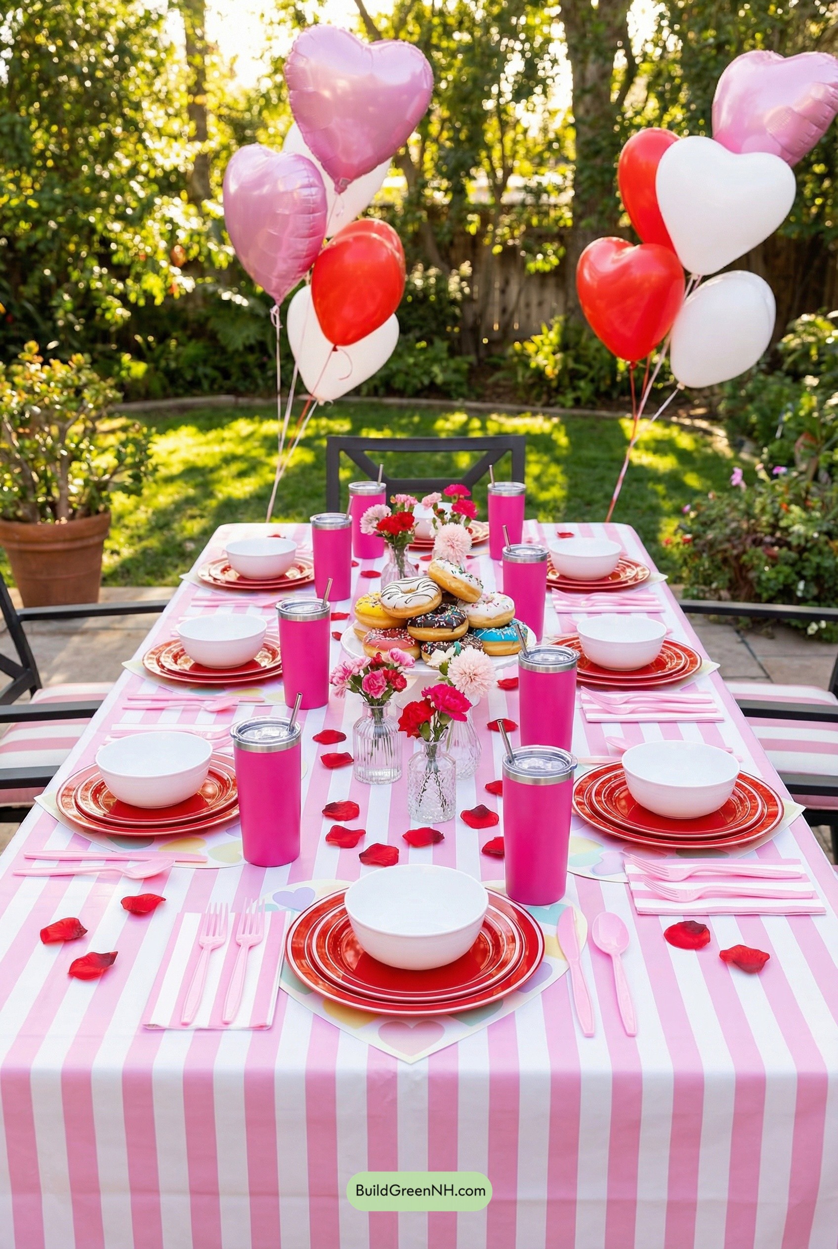 Heart Balloons & Donut Brunch Delight