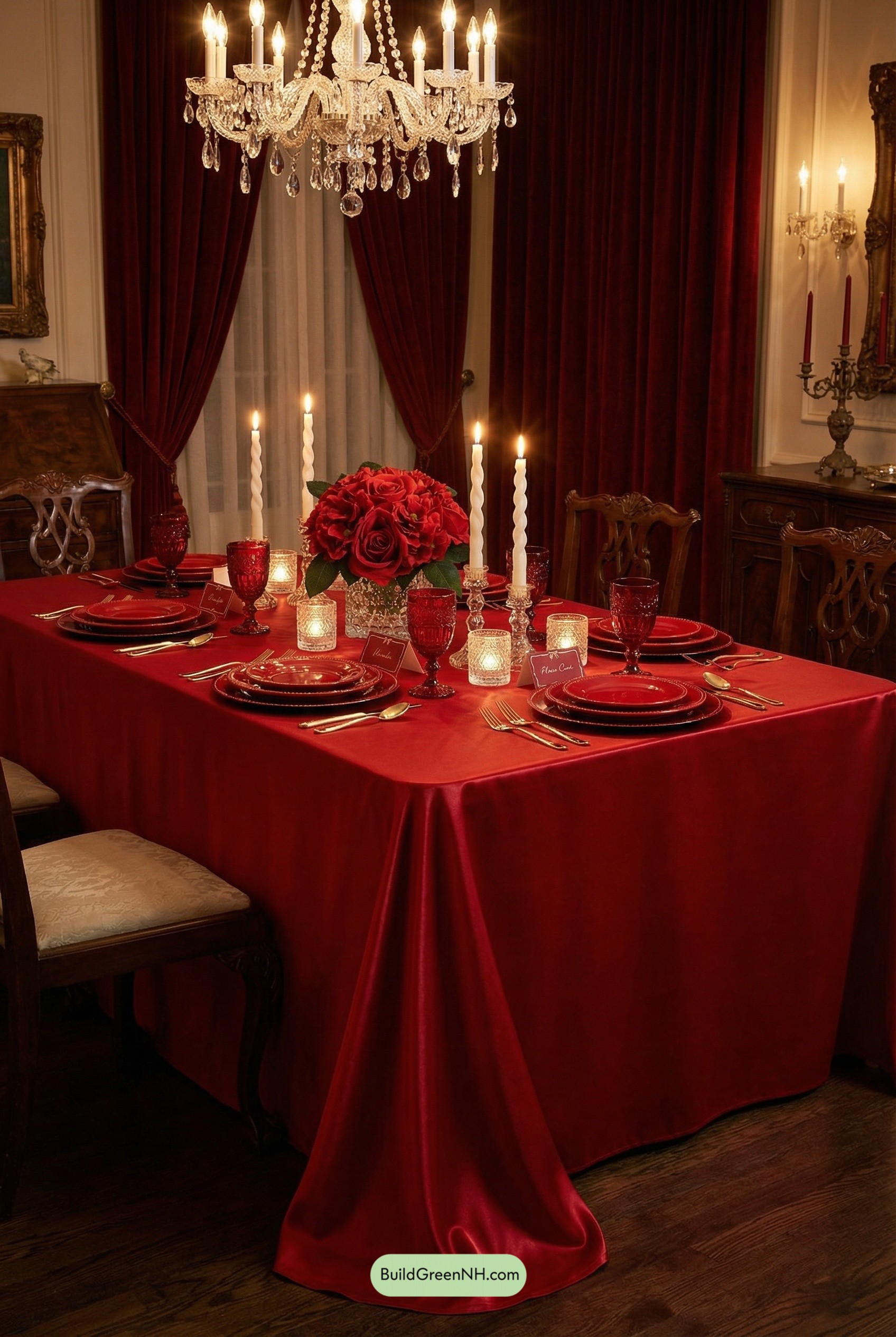 Red-on-Red Romance Table Setting