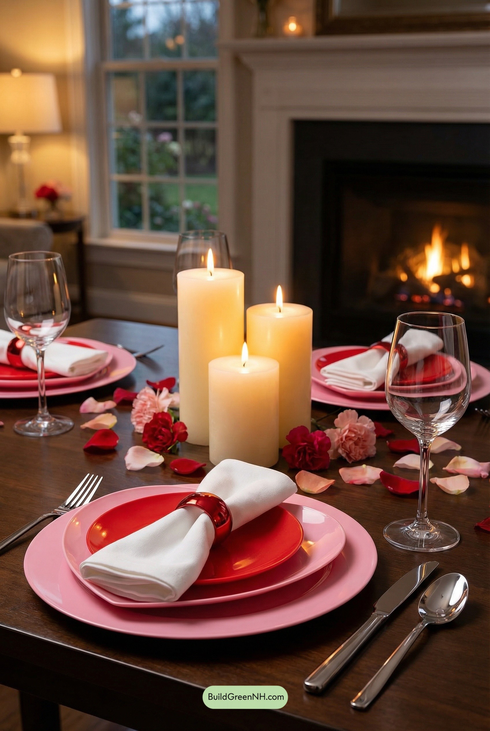 Pink-and-Red Candlelit Valentine Tablescape