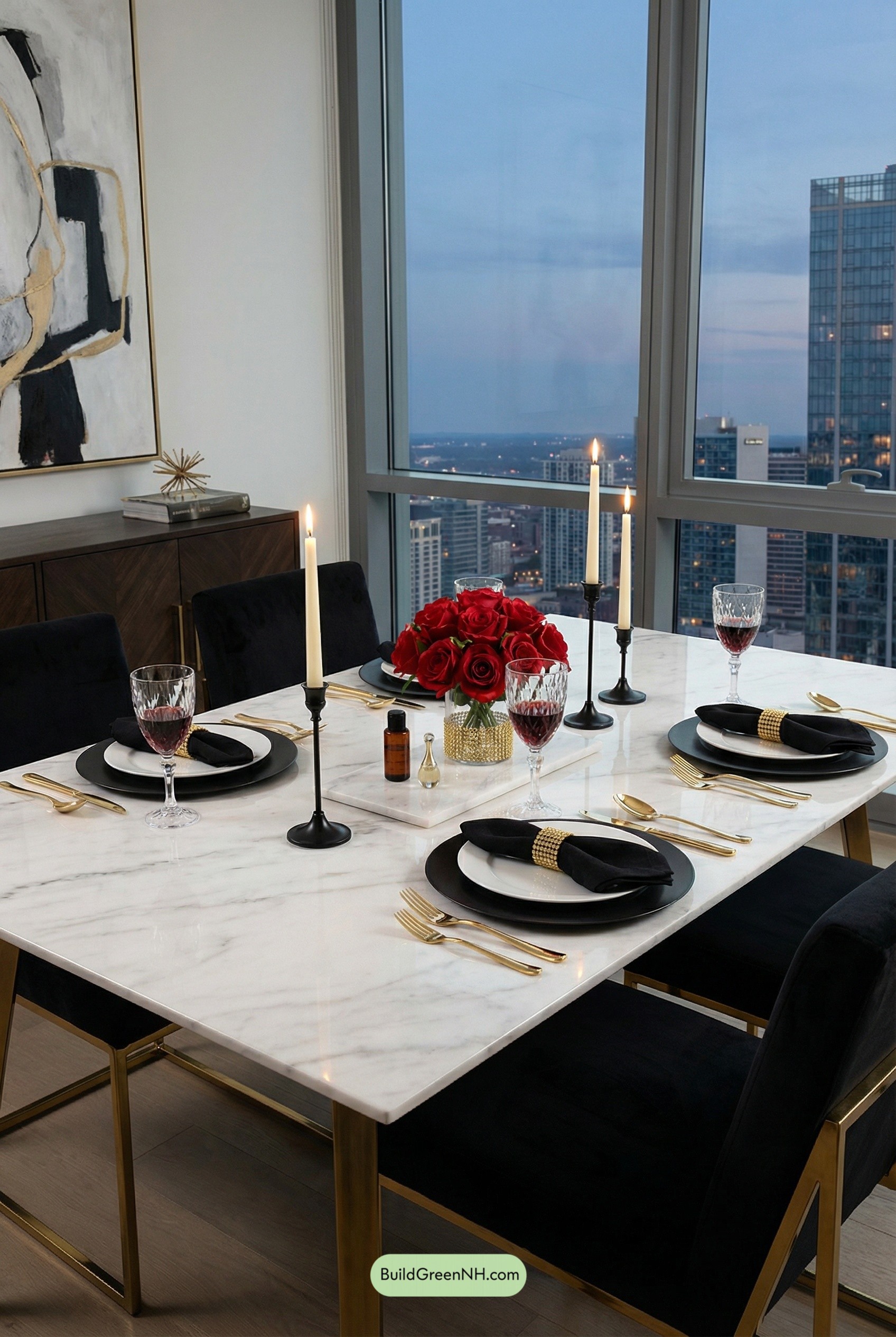 Marble, Roses, and Skyline Romance