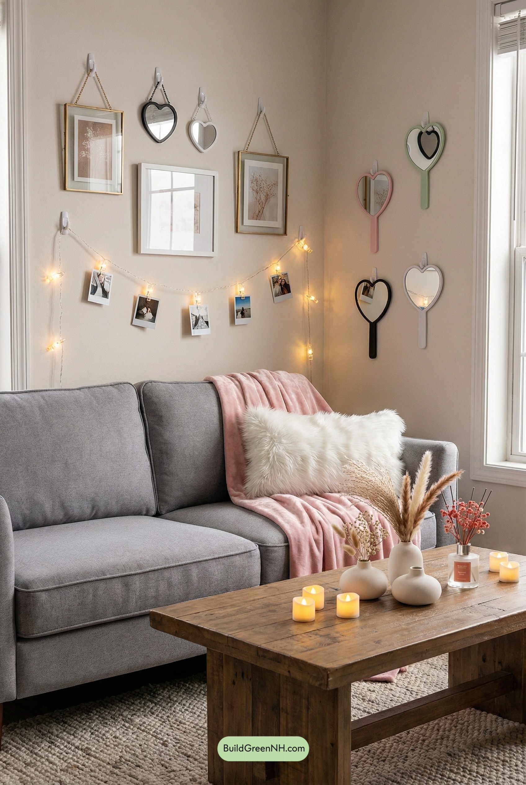 Heart Gallery Wall, Cozy Sofa Glow