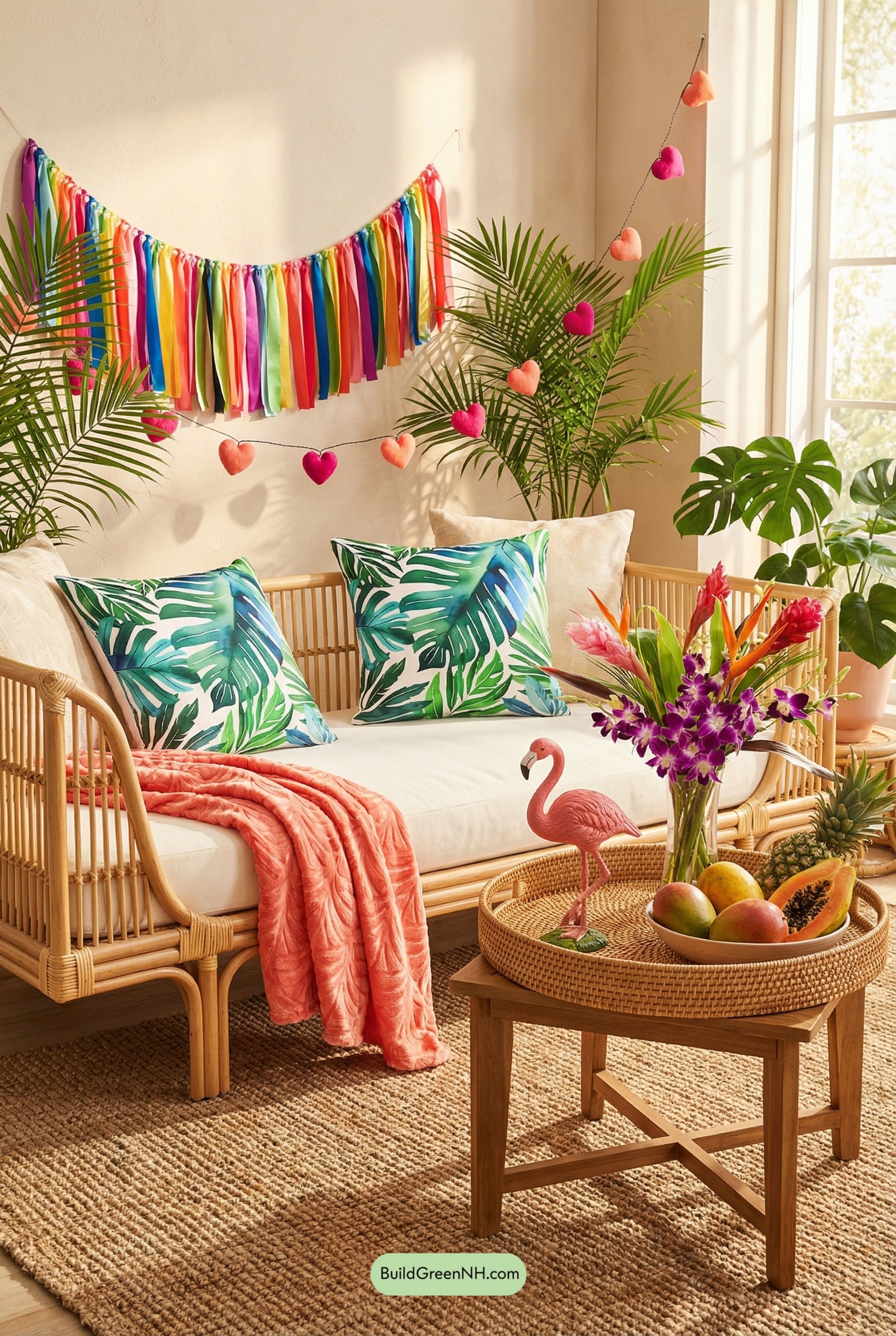 Tropical Valentine Lounge in Coral Pop