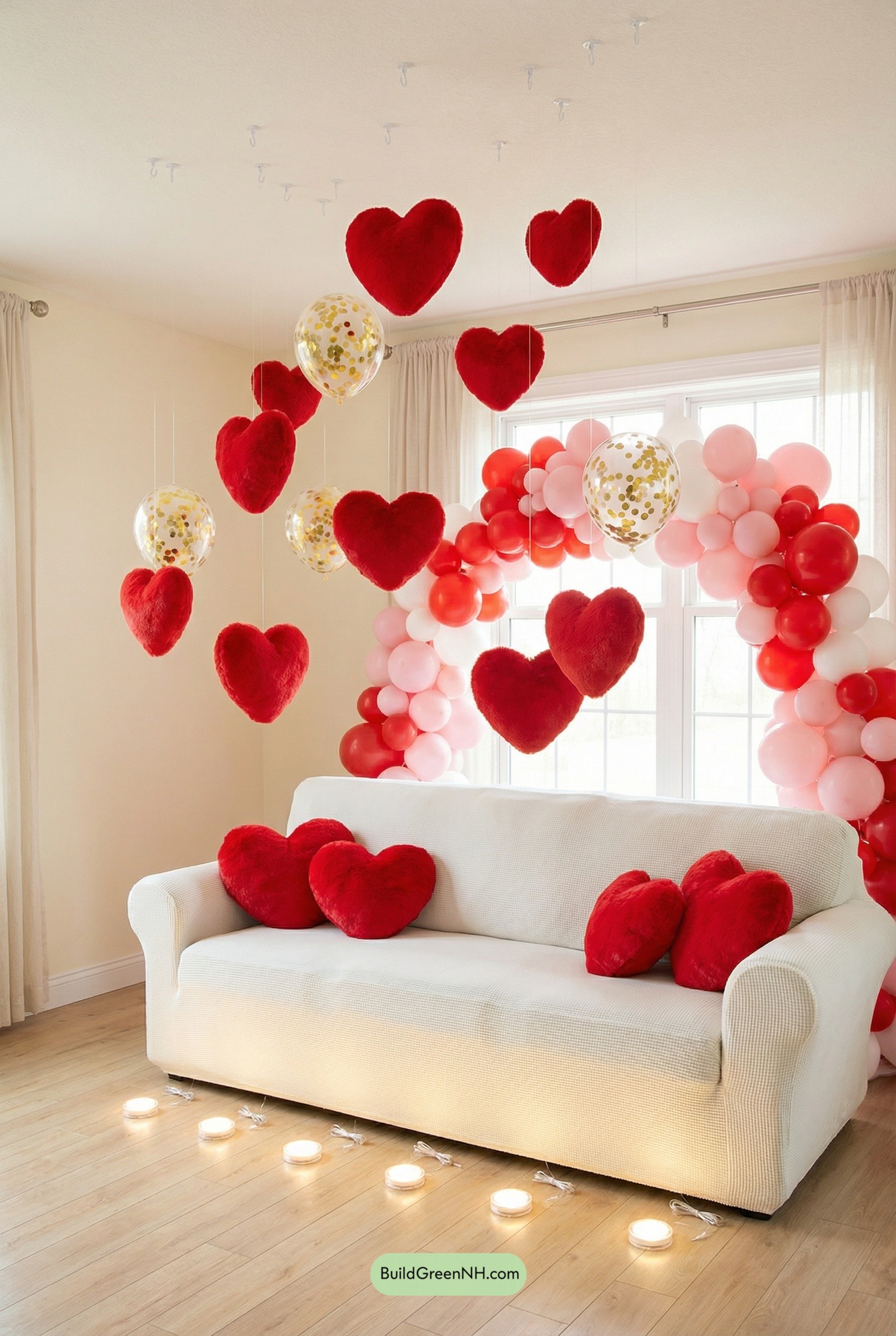 Floating Heart Ceiling, Modern Valentine Lounge
