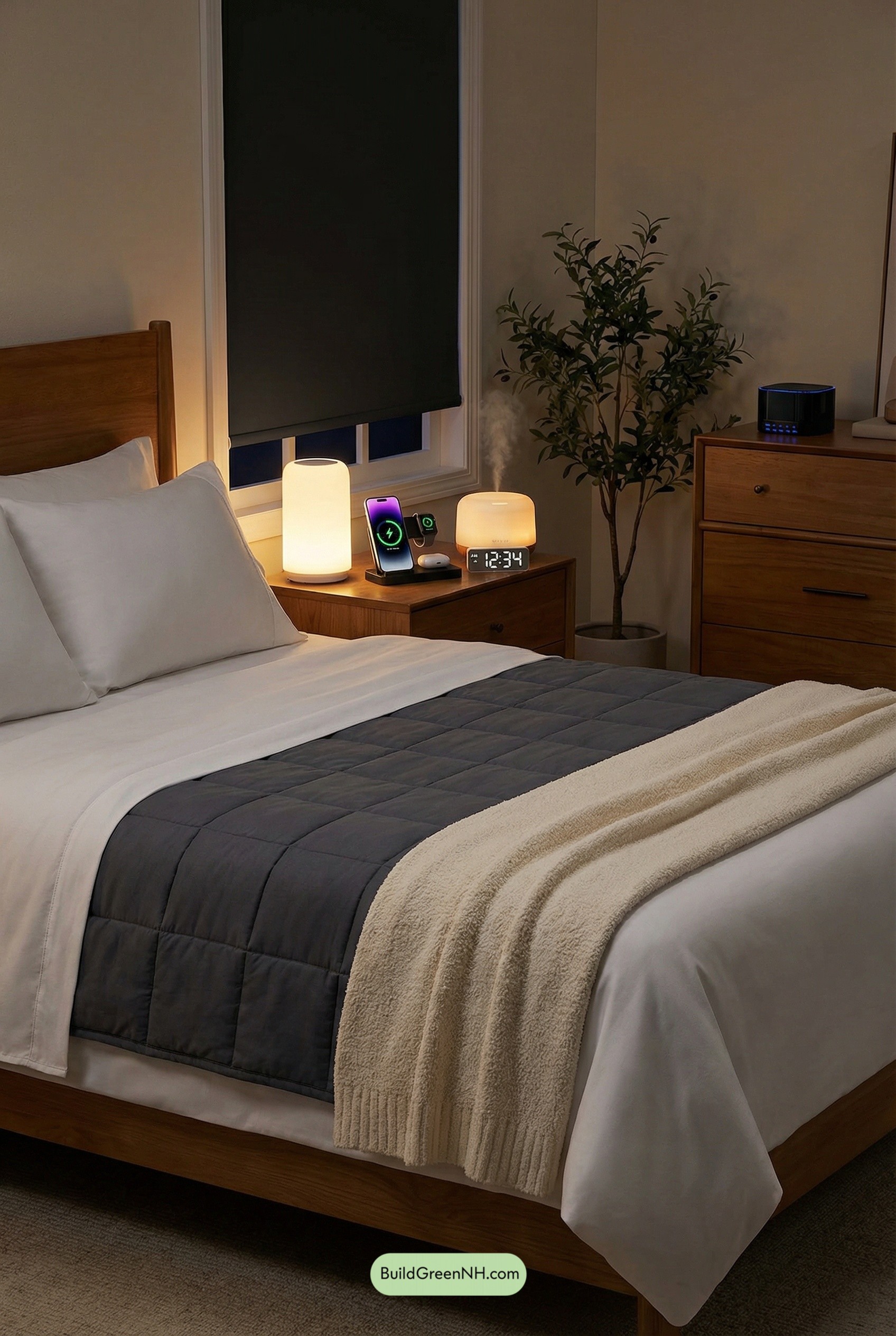 Sleep-Tech Sanctuary in Warm Wood